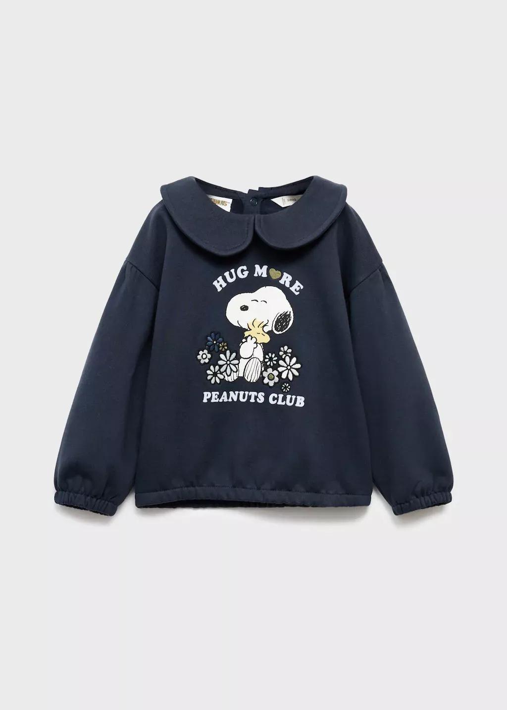 Navy Snoopy-Print Sweatshirt, Baby Girl, Navy, large image number 0