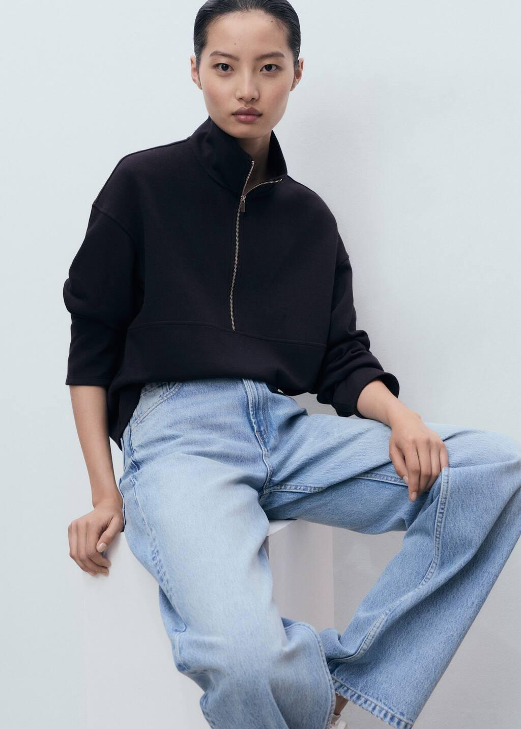 NAVY Turtleneck sweatshirt with zip, 0201_56, large image number 2
