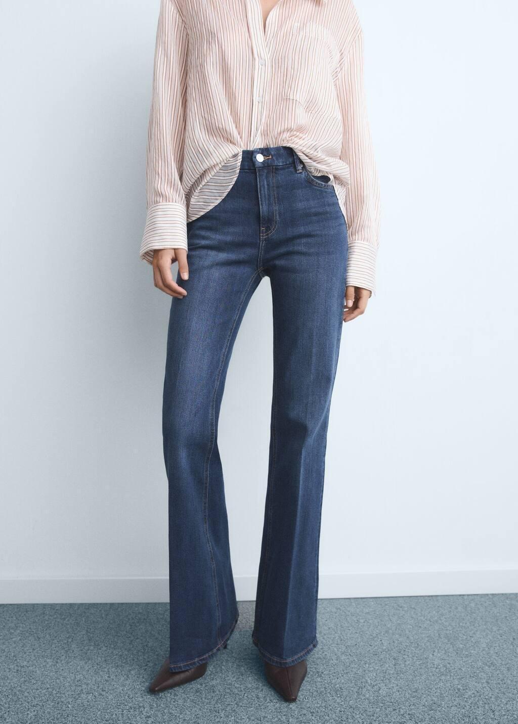 Blue Violet Flared High-Rise Jeans, , large image number 0