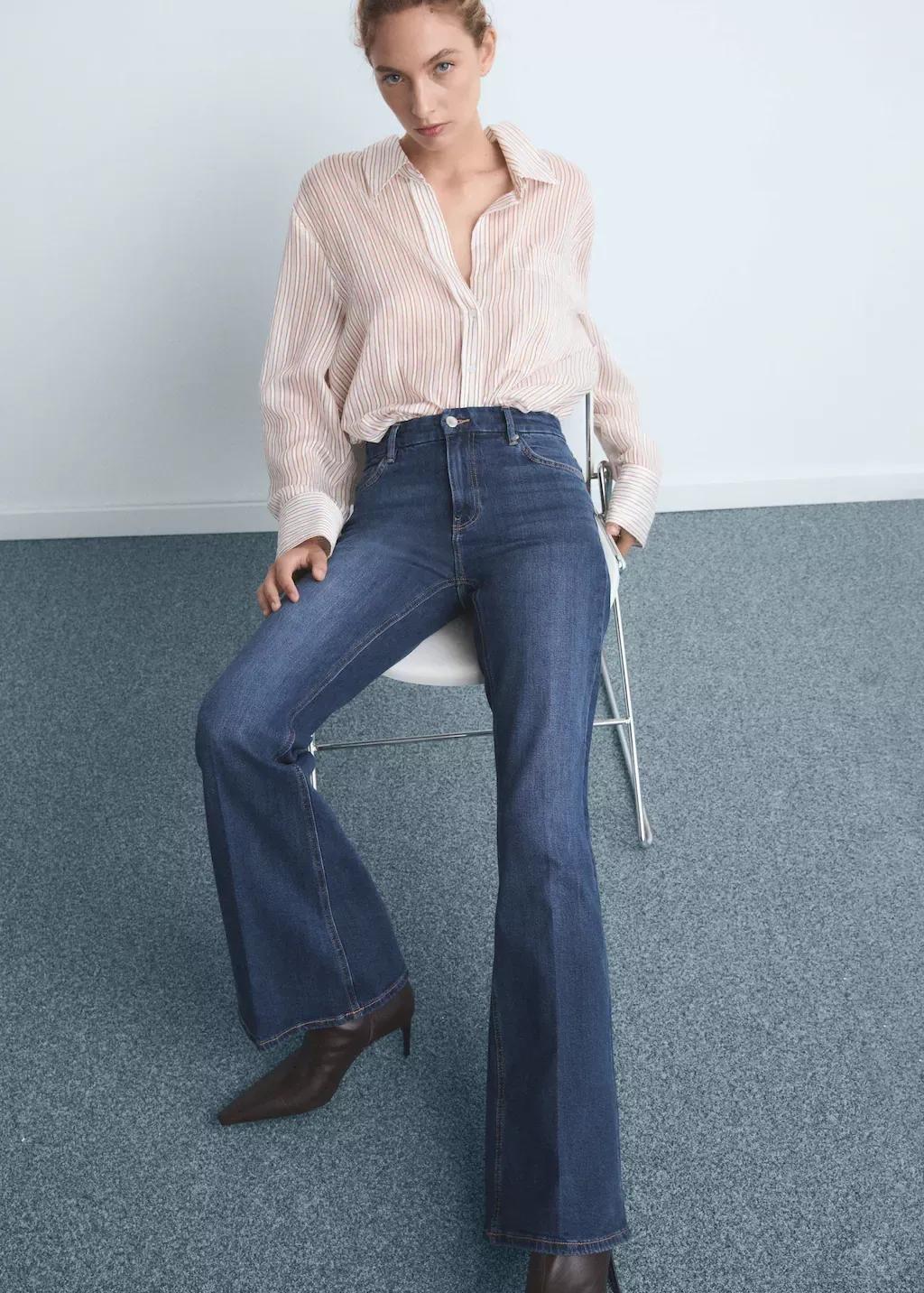 Blue Violet Flared High-Rise Jeans, , large image number 2