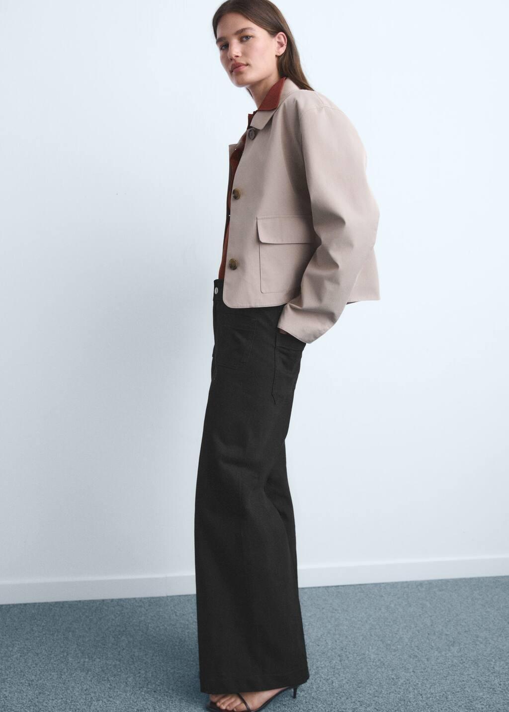 Grey Wide Leg Jeans With Pockets, , large image number 1