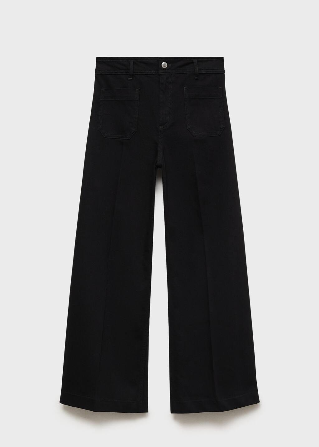 Grey Wide Leg Jeans With Pockets, , large image number 3