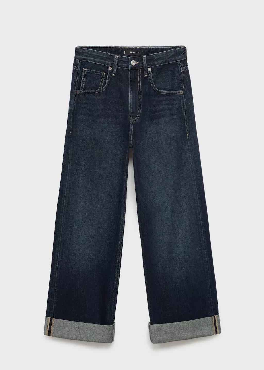 Blue Wide-Leg Jeans With Turn-Up Hem, Open Blue, large image number 0