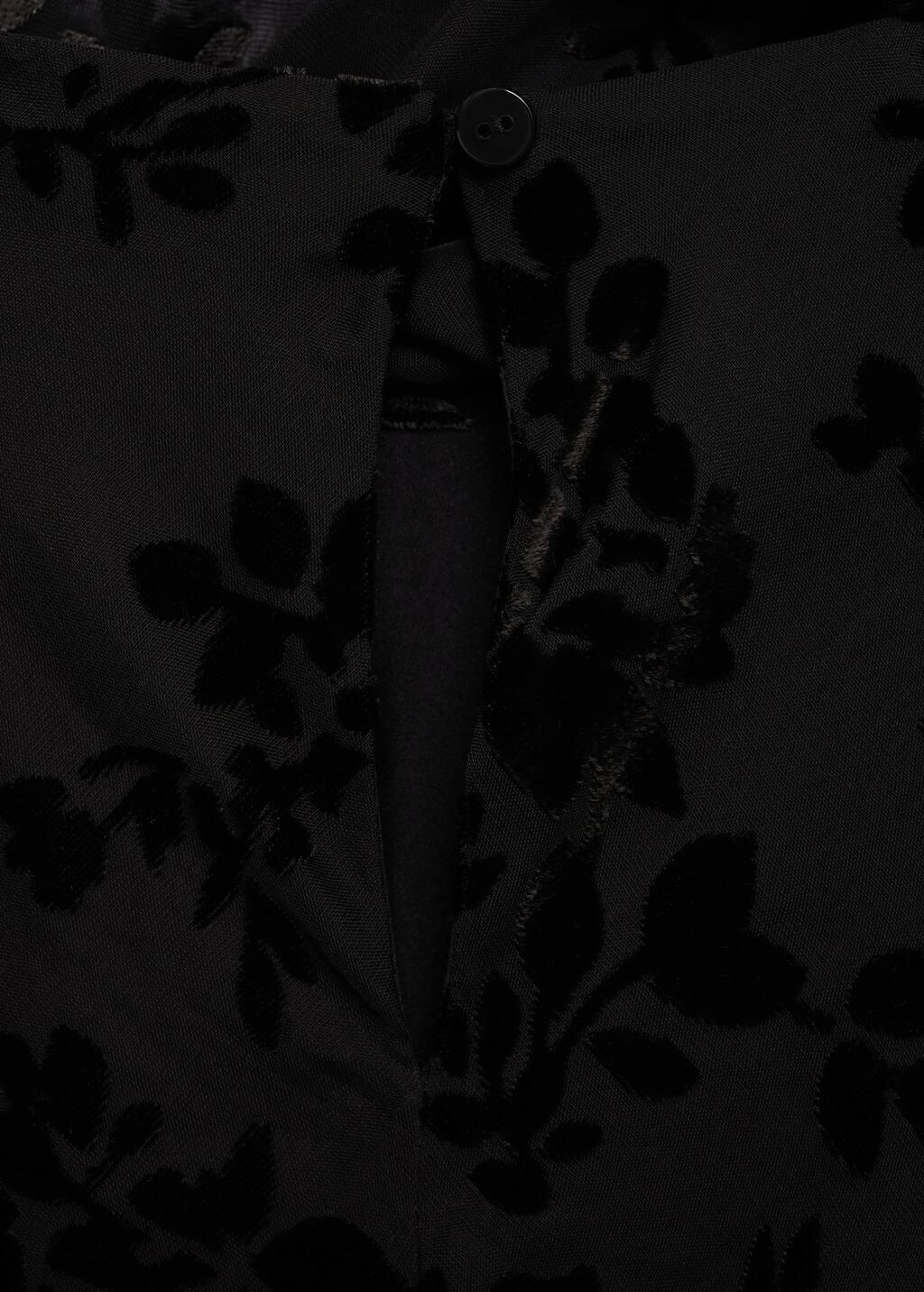 Black Floral Jacquard Foulard Dress, , large image number 1