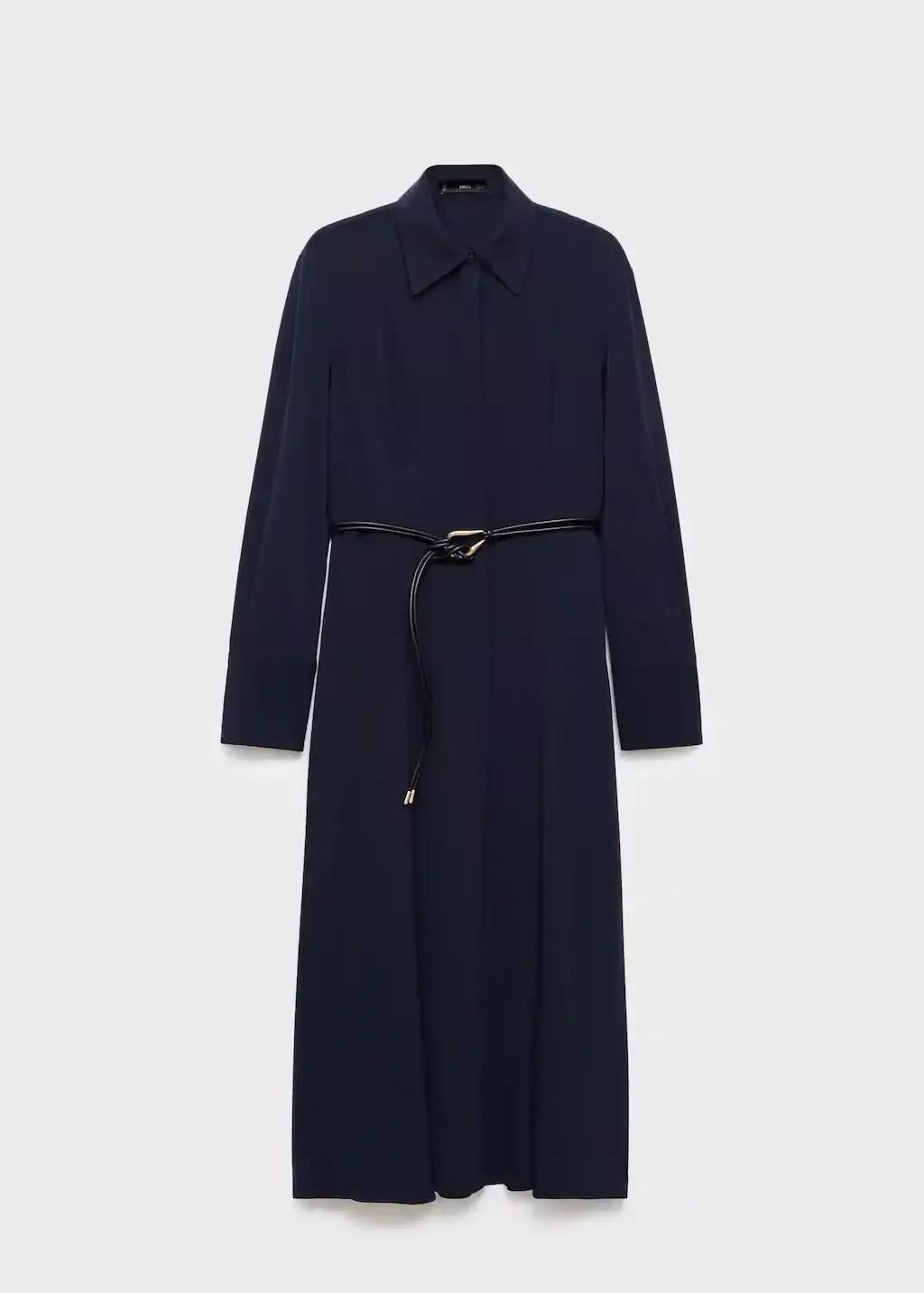 Navy Belt Shirt Dress, , large image number 0