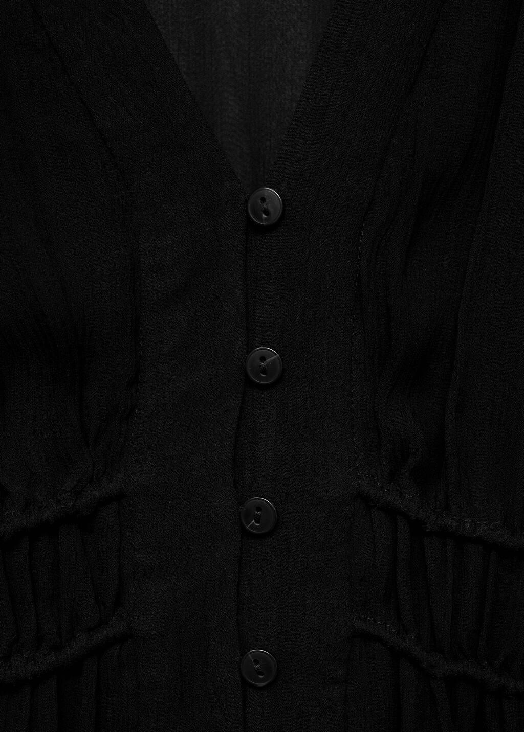 Black Puff-Sleeved Chiffon Dress, Black, large image number 1