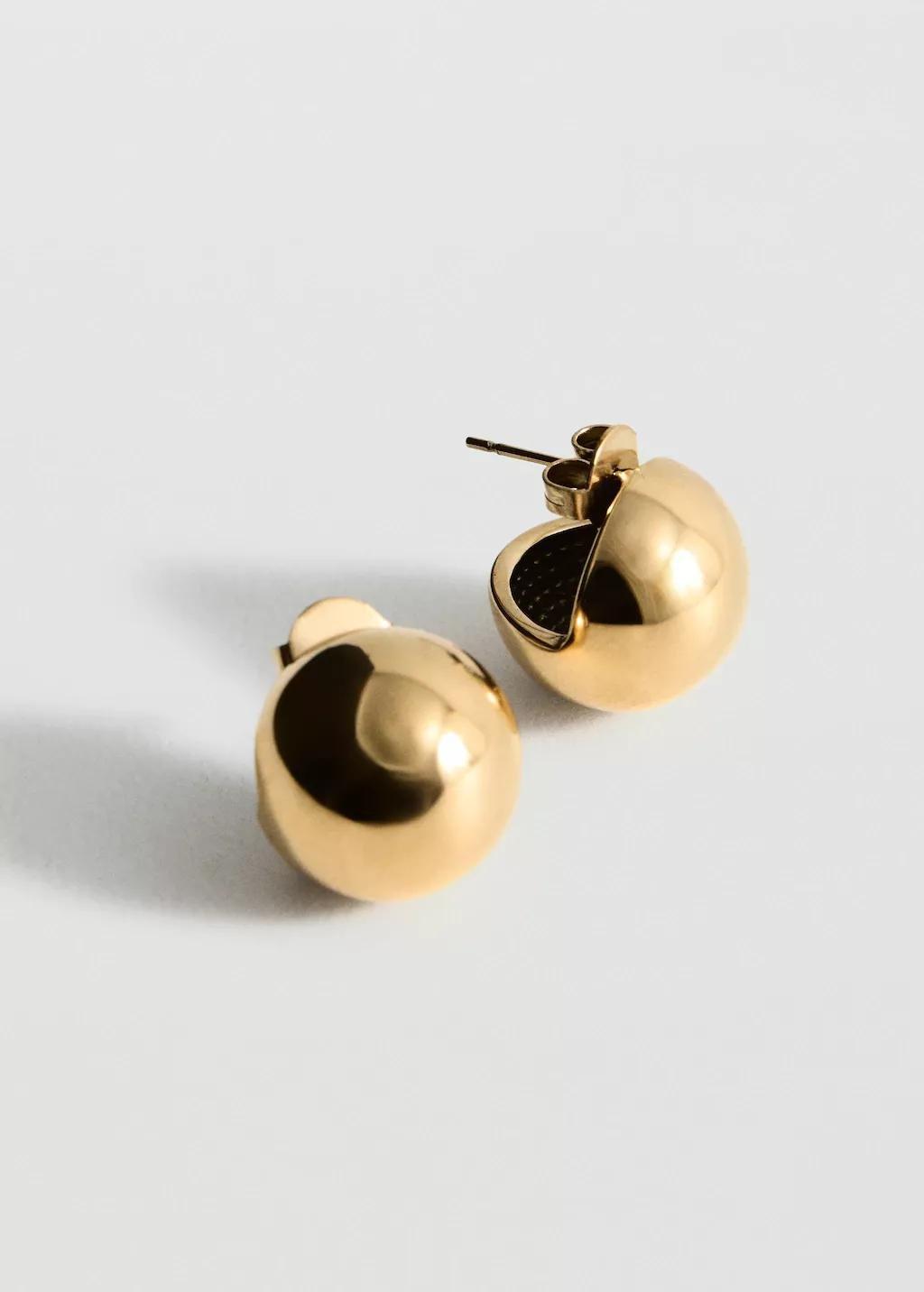 GOLD Stainless steel ball earrings, 0201_OR, large image number 0