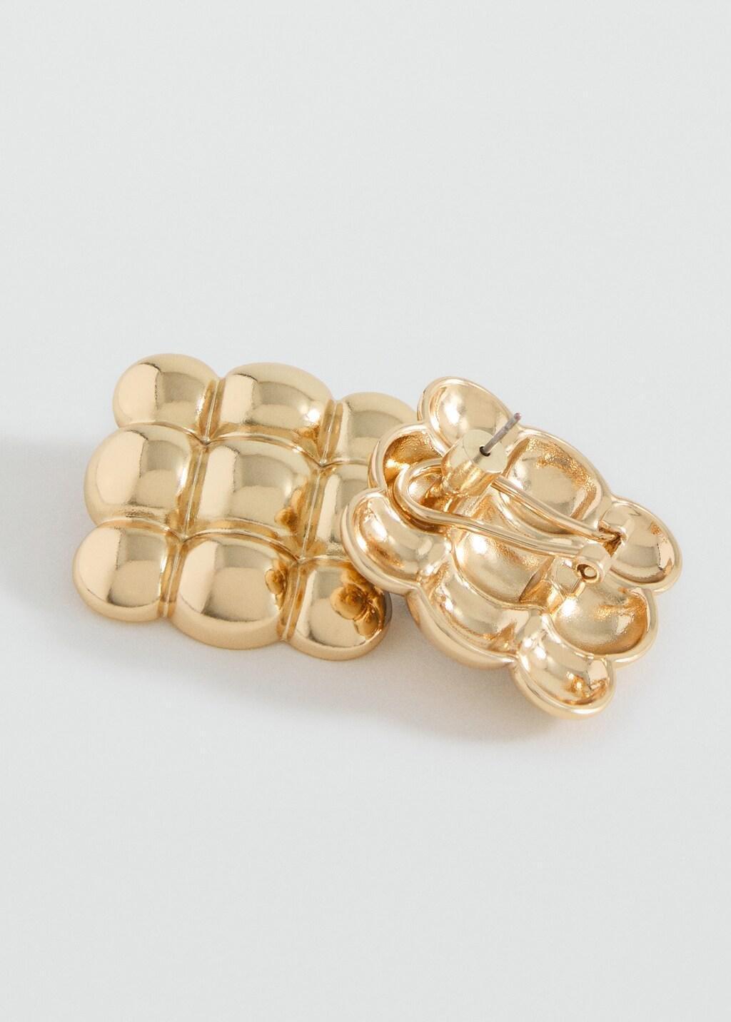 GOLD Embossed square earrings, 0201_OR, medium