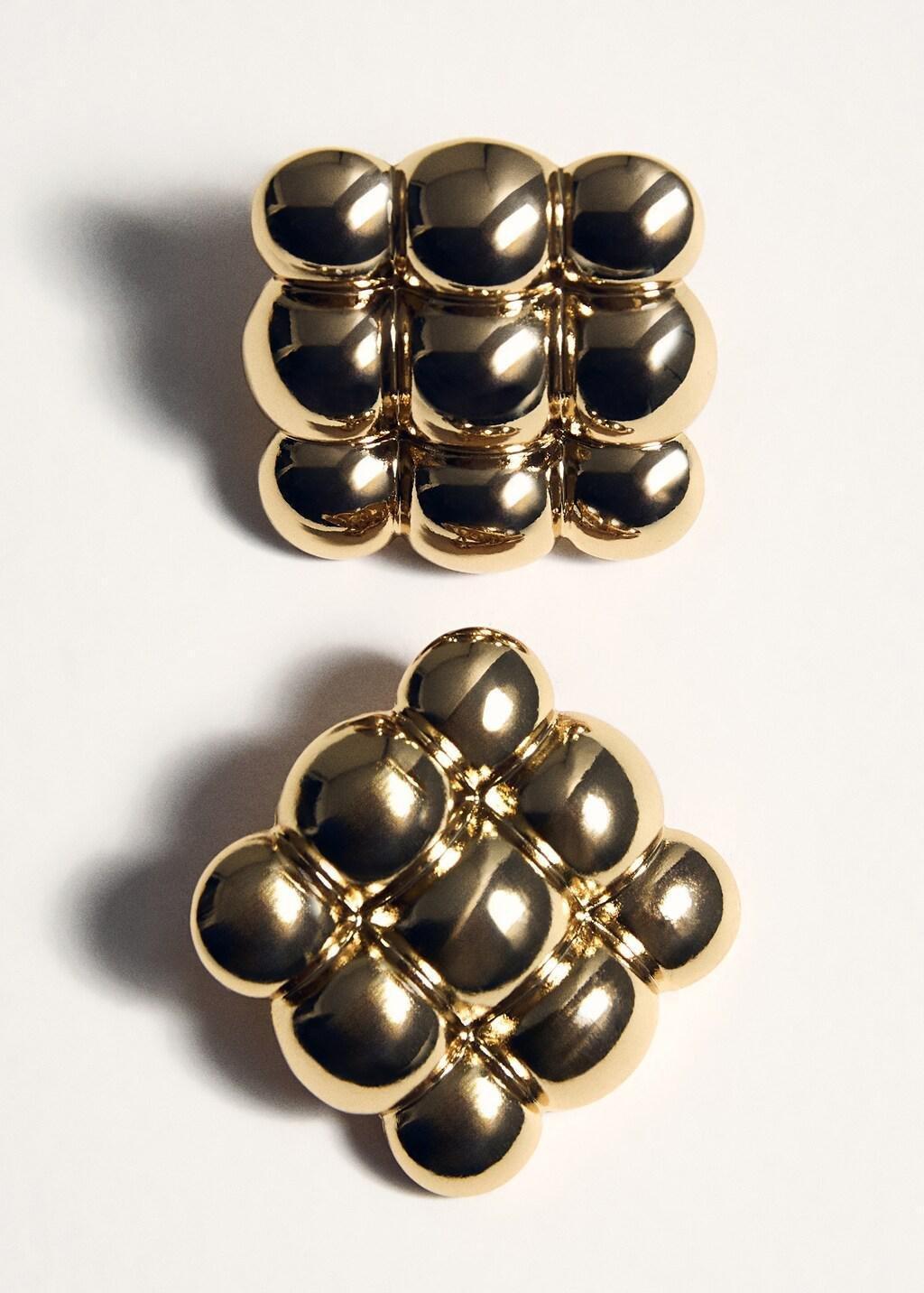 GOLD Embossed square earrings, 0201_OR, large image number 2