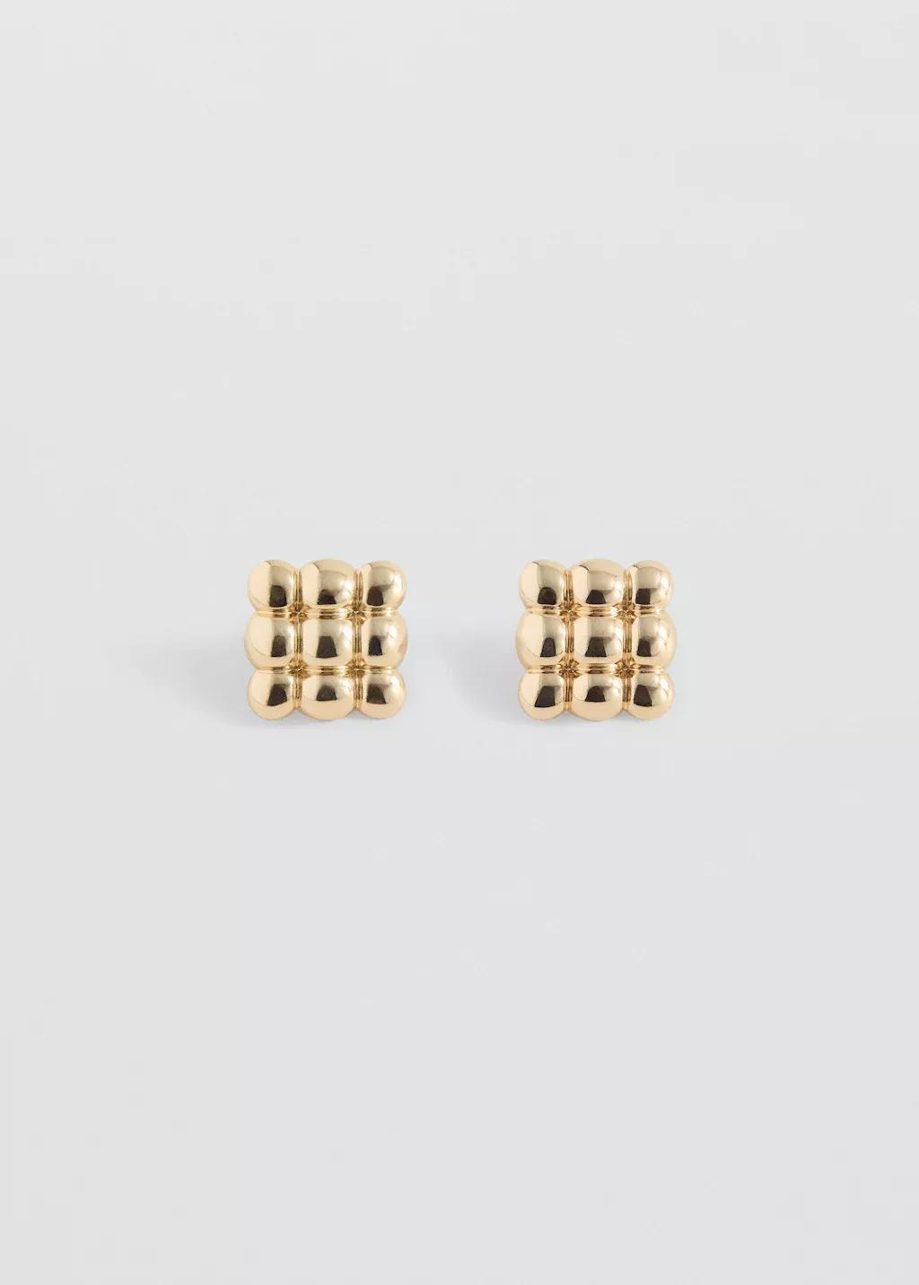 GOLD Embossed square earrings, 0201_OR, large image number 3