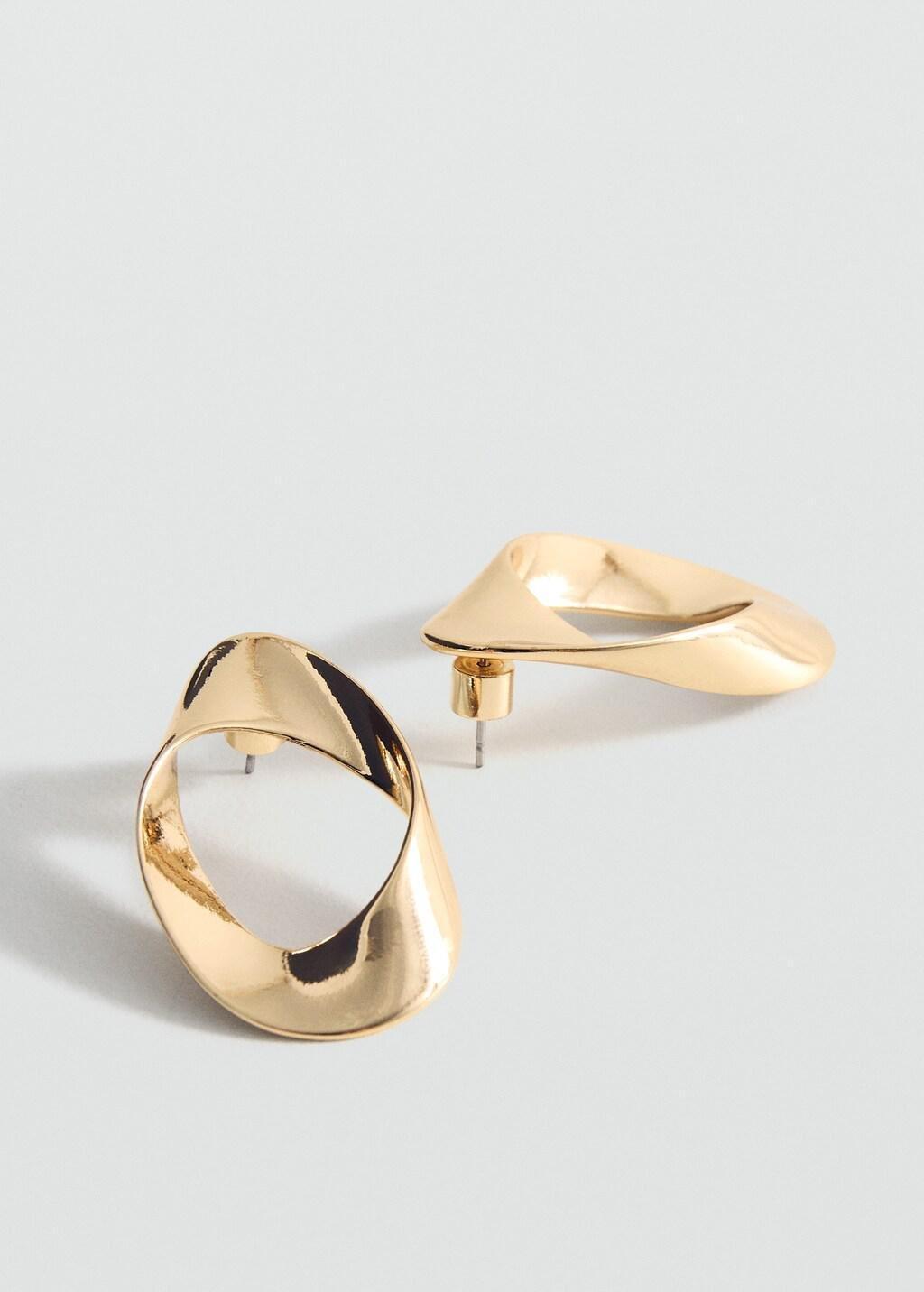 Gold Twisted Hoop Earrings, 0201_OR, large image number 1