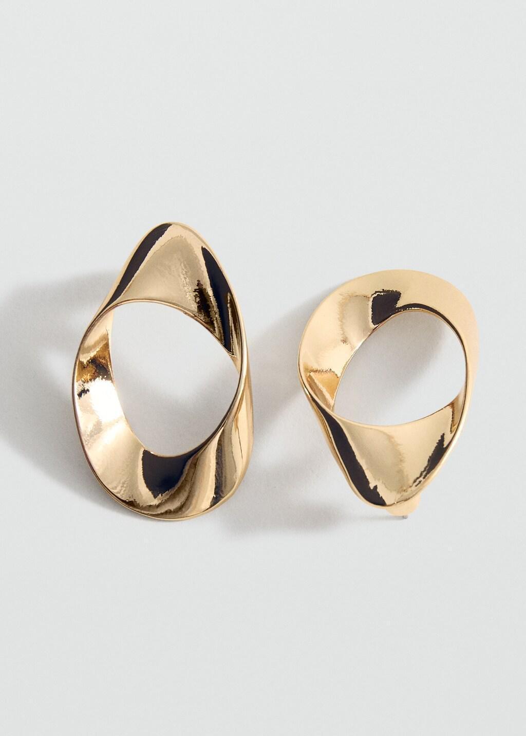 Gold Twisted Hoop Earrings, 0201_OR, large image number 2
