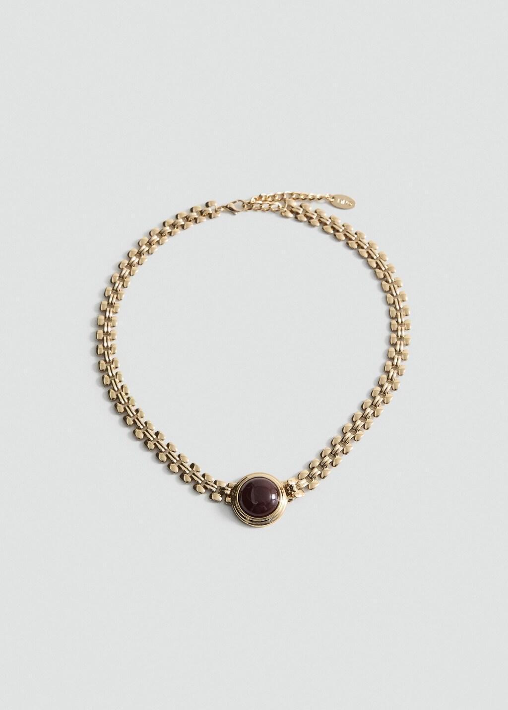 GOLD Resin appliqu&eacute; necklace, 0201_OR, large image number 3