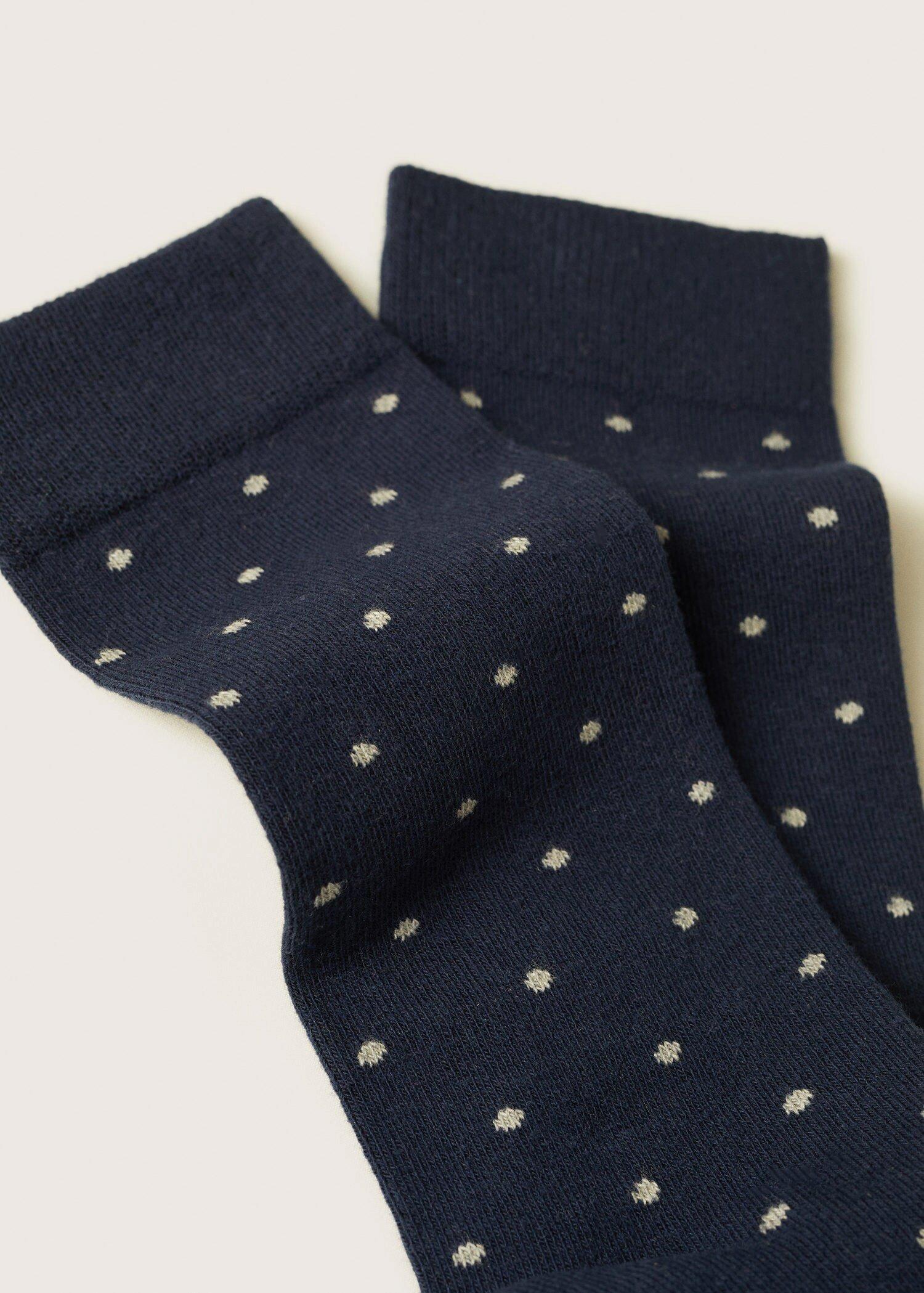 Navy Polka Dot Cotton Socks, Men, , large image number 1