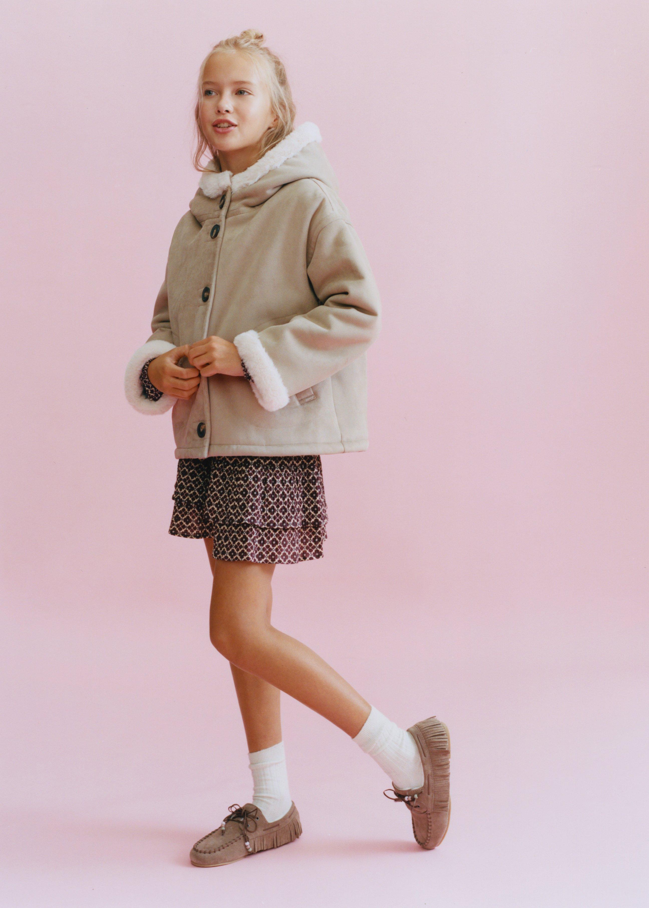 LT PASTEL GREY Fur and suede-effect coat, Kids Girl, Light Pastel Grey, medium