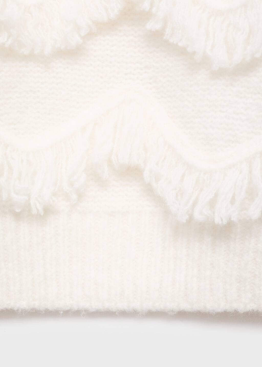 White Fringes Knit Sweater, Kids Girl, Natural White, large image number 3