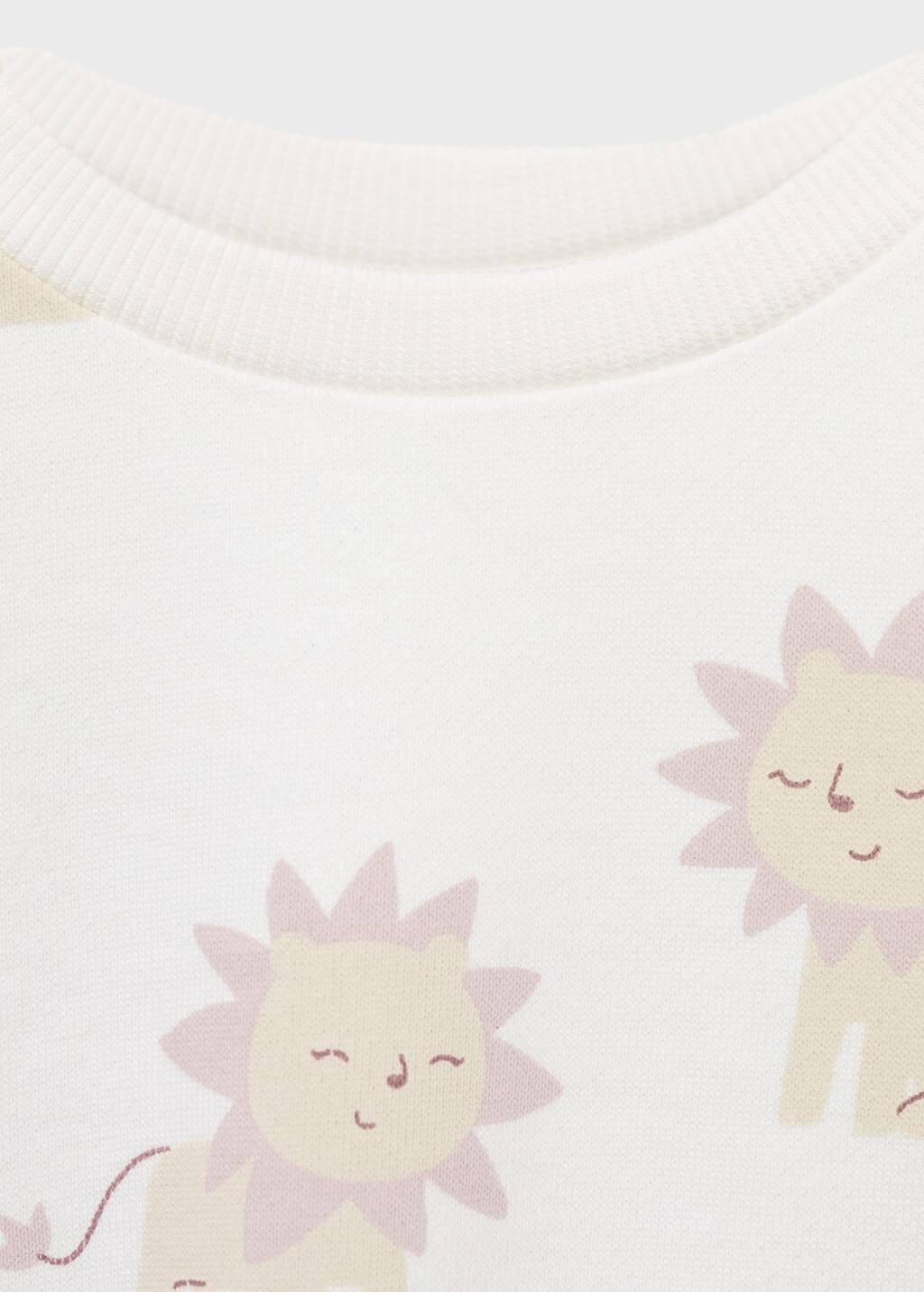 White Lion Print Sweatshirt, Baby Girls, Natural White, large image number 2
