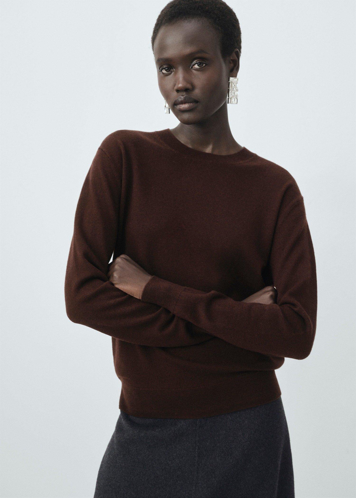 Brown Fine Wool Knit Sweater, , large image number 0