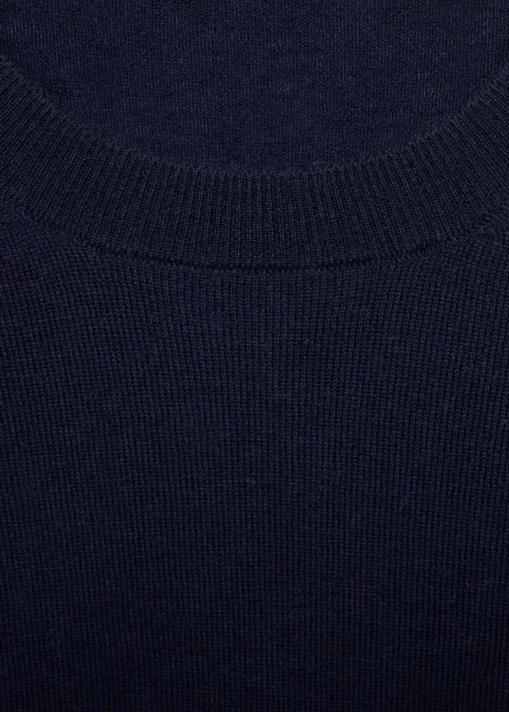 Navy Fine Wool Knit Sweater, Navy, large image number 3