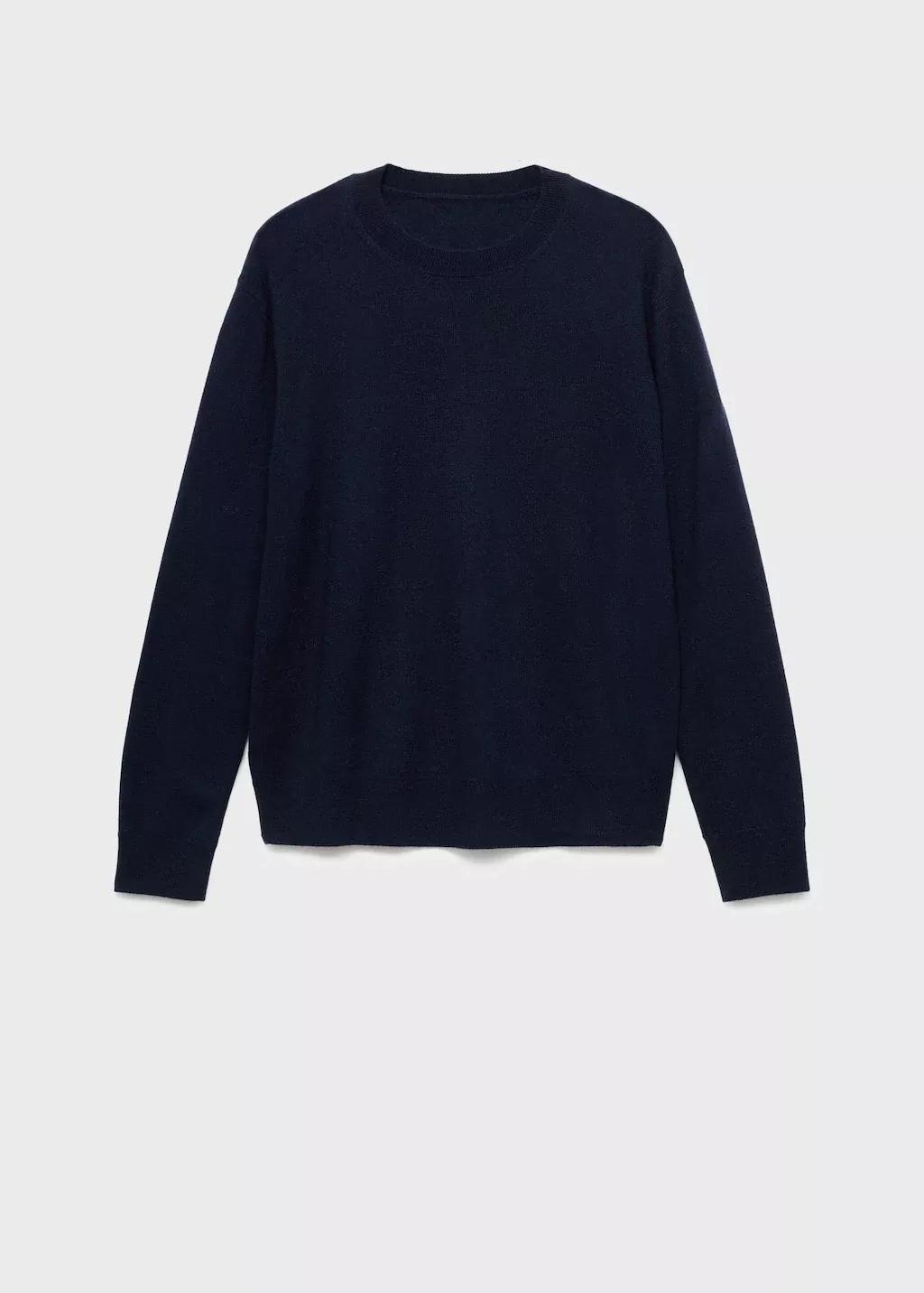 Navy Fine Wool Knit Sweater, Navy, large image number 4