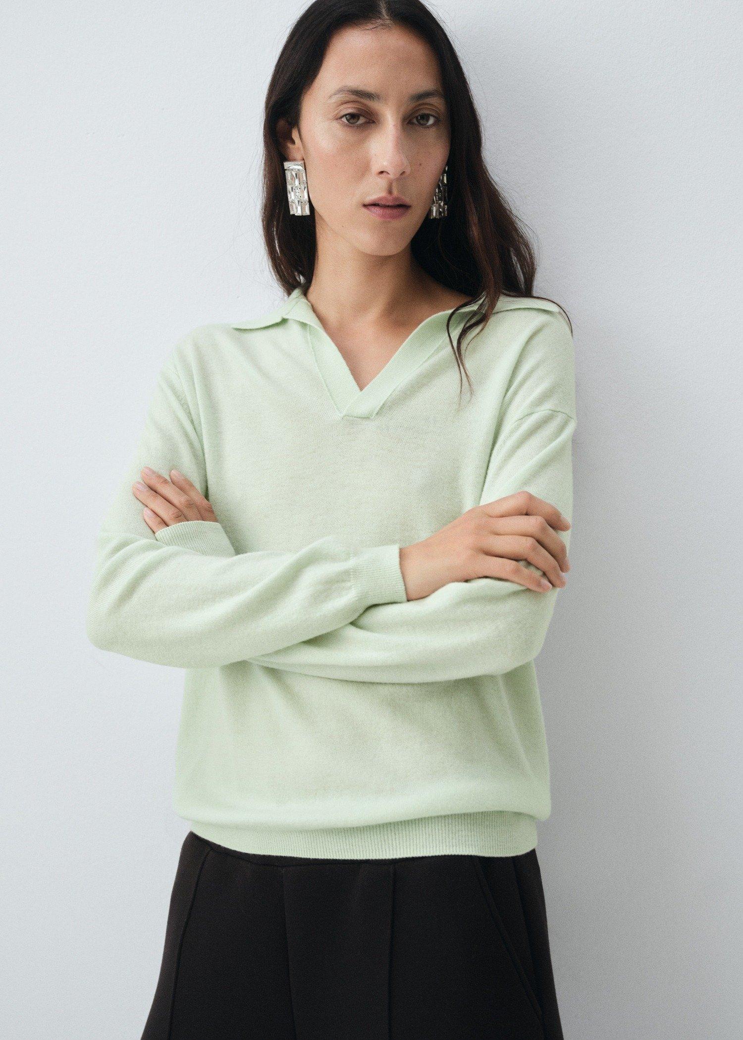 Turquoise 100% Wool Polo-Neck Sweater, Turquoise - Aqua, large image number 2