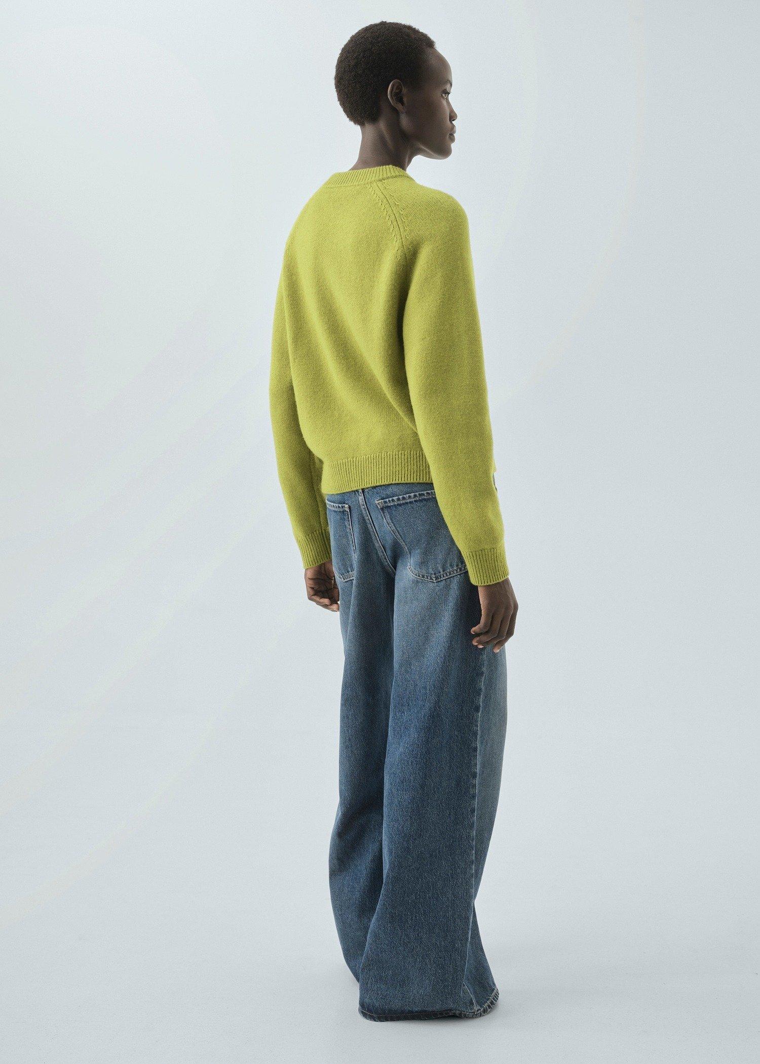 Green Chunky Knit Wool Jersey, Green, large image number 2