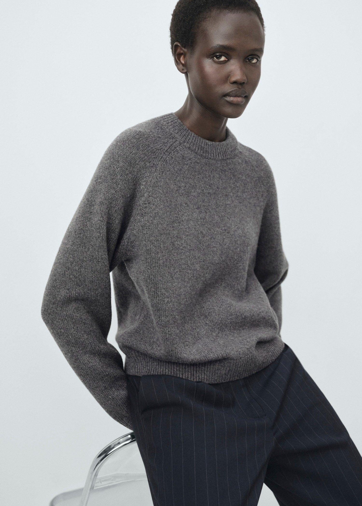 Grey Chunky Knit Wool Jersey, Medium Grey, medium