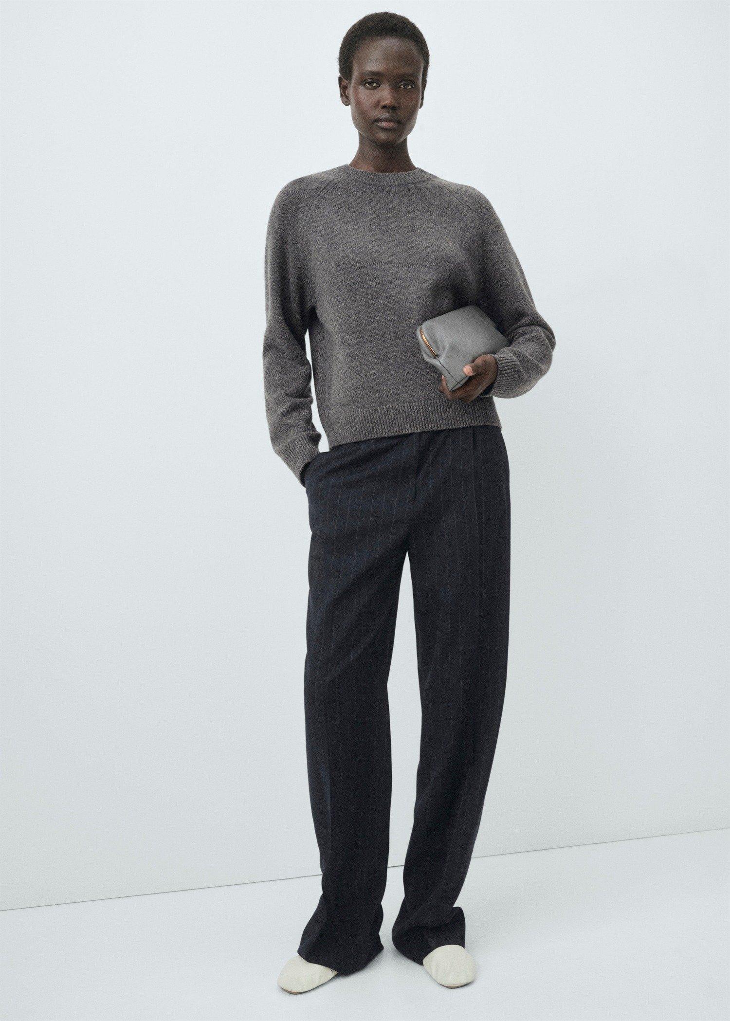 Grey Chunky Knit Wool Jersey, Medium Grey, large image number 1