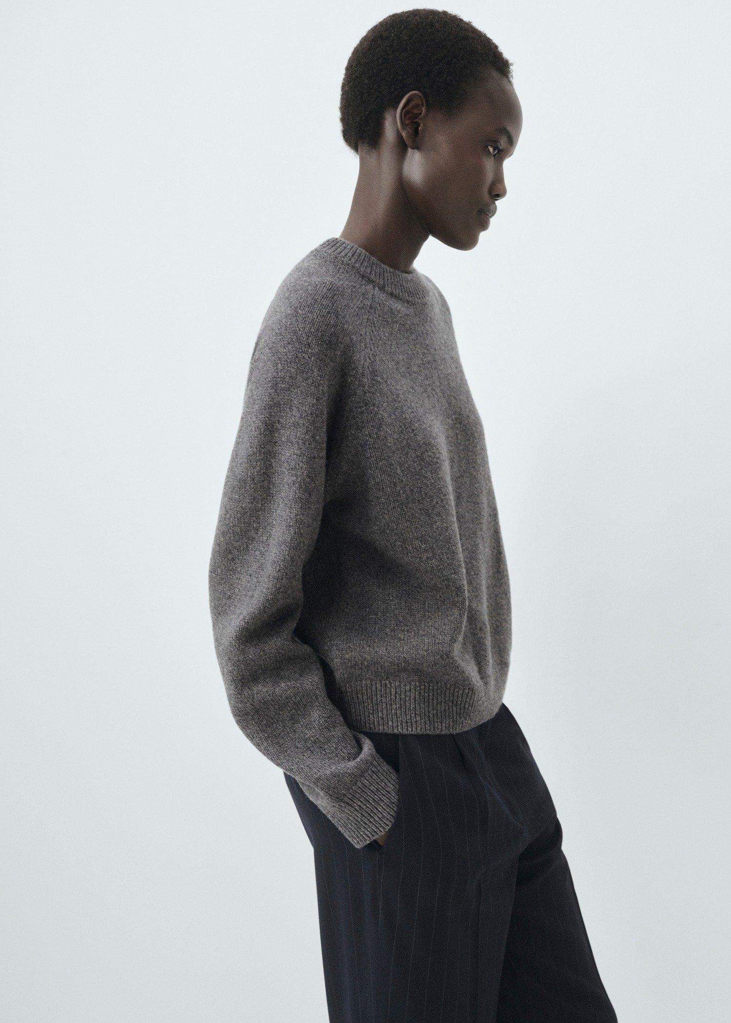 Grey Chunky Knit Wool Jersey, Medium Grey, large image number 2