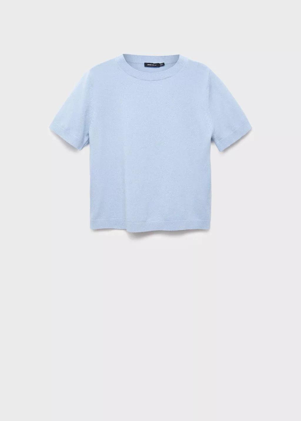 Blue Short-Sleeved Wool Sweater, Light-Pastel Blue, large image number 2