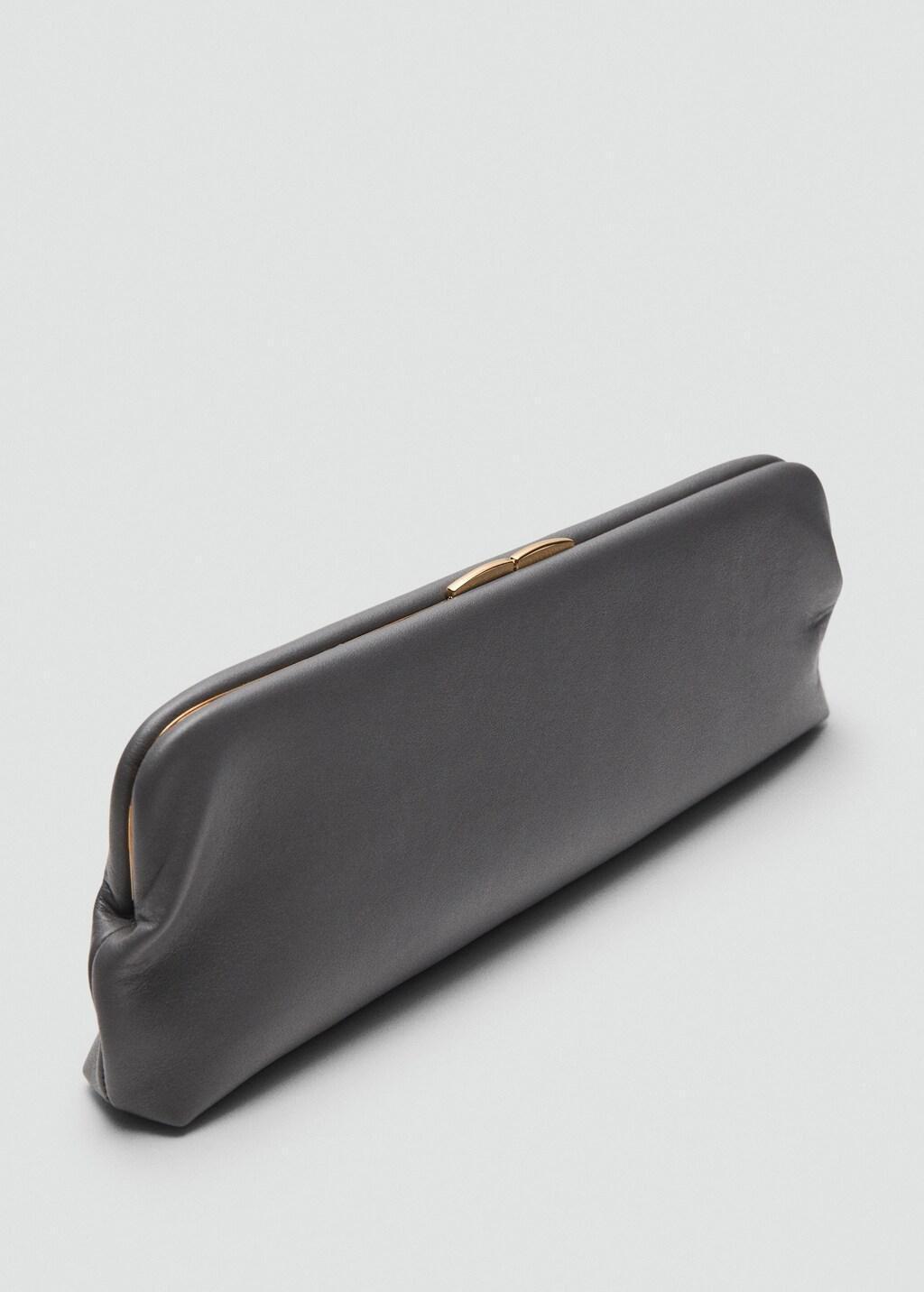 Grey Leather Clutch, 0201_92, medium