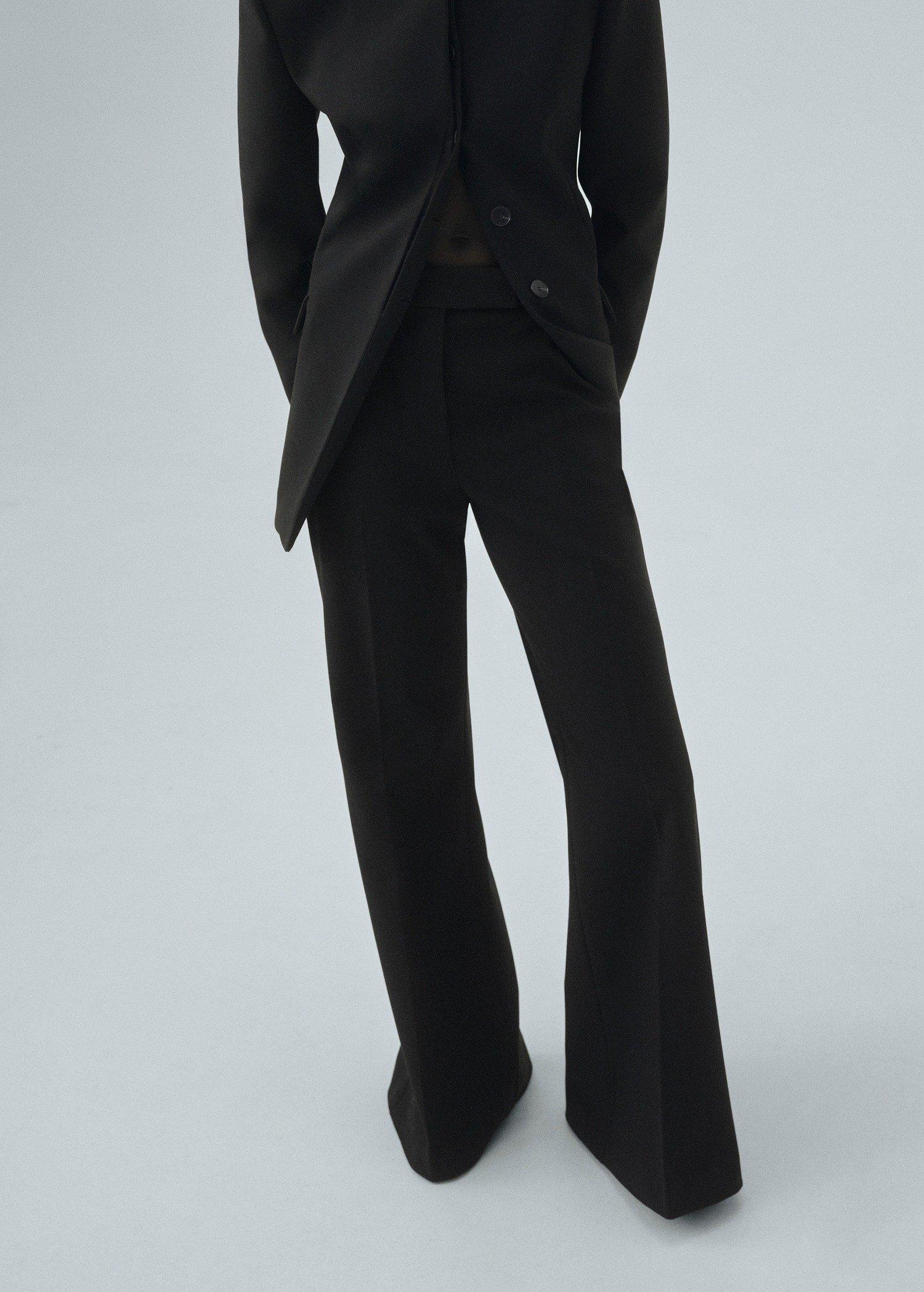 Black Flared-Style Suit Trousers, , large image number 0