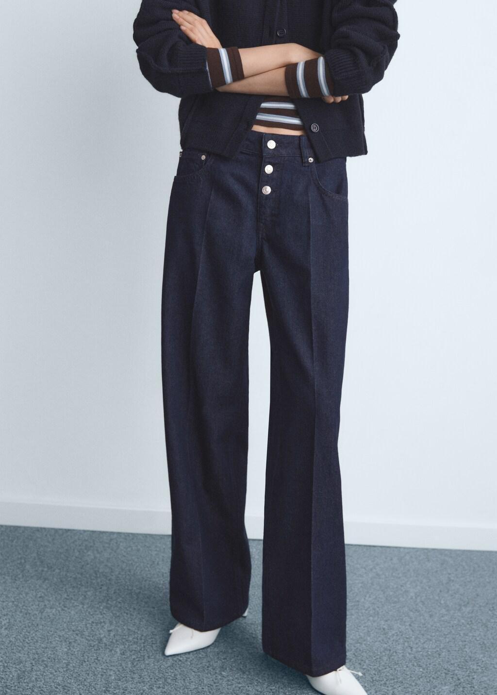 OPEN BLUE Low-rise straight-leg jeans with buttons, 0201_TS, large image number 3