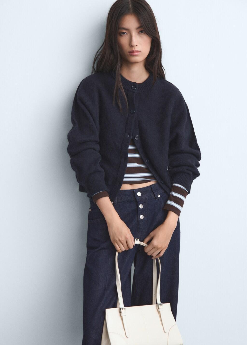 OPEN BLUE Low-rise straight-leg jeans with buttons, 0201_TS, large image number 4