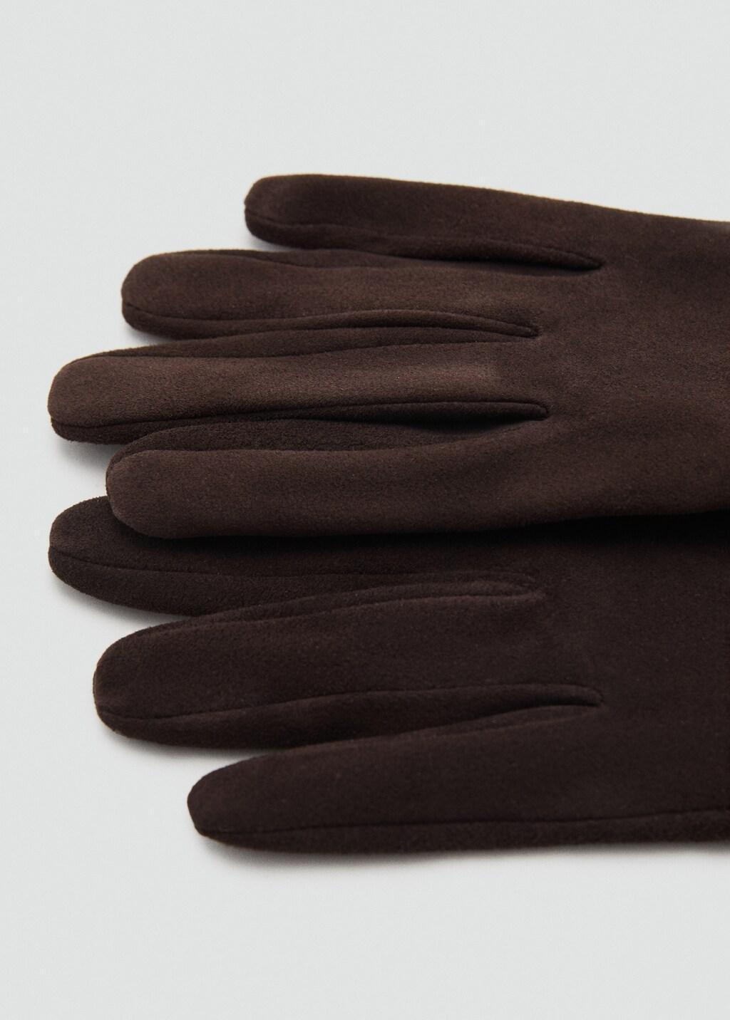 Brown 100% Suede Long Gloves, , medium