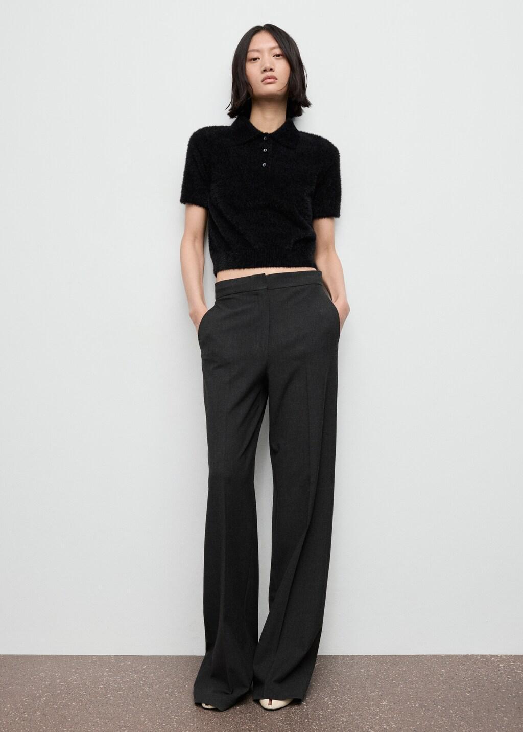 BLACK Faux-fur polo-neck sweater, Black, large image number 0