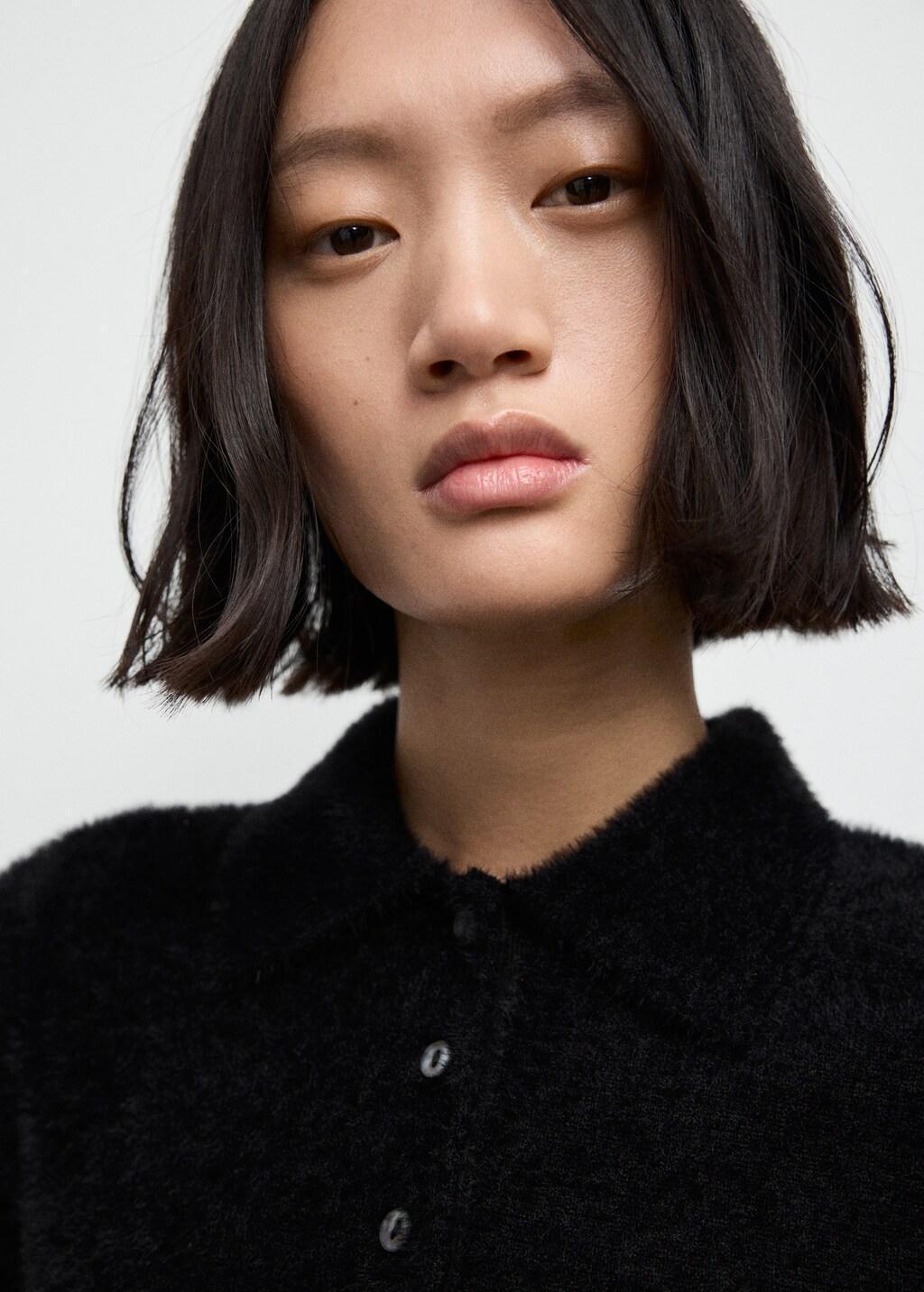 BLACK Faux-fur polo-neck sweater, Black, large image number 4