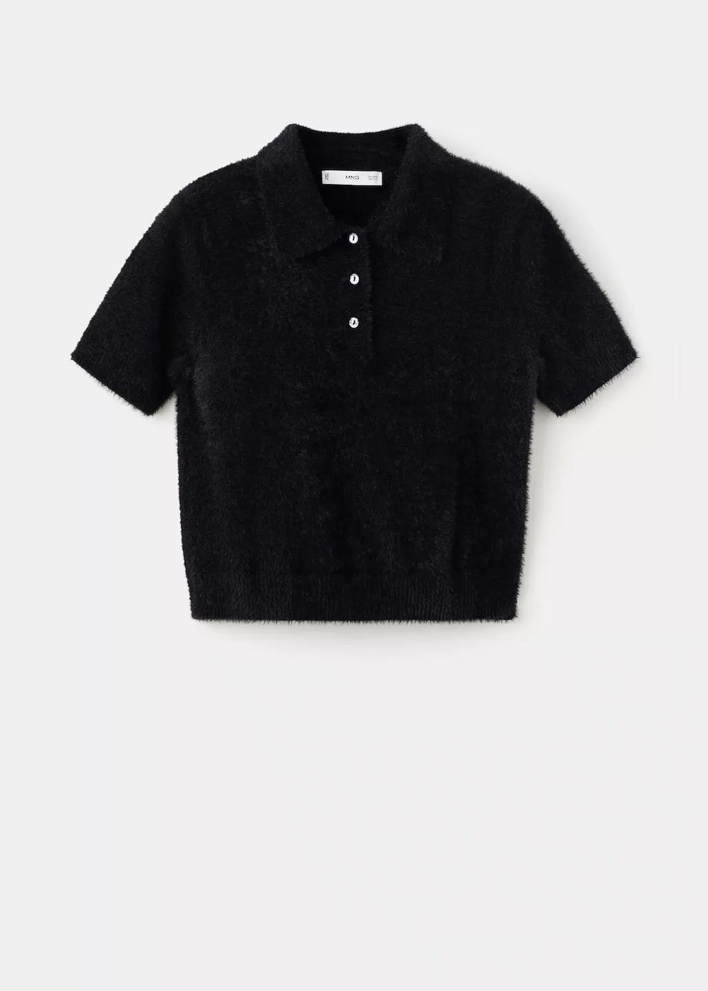 BLACK Faux-fur polo-neck sweater, Black, large image number 7