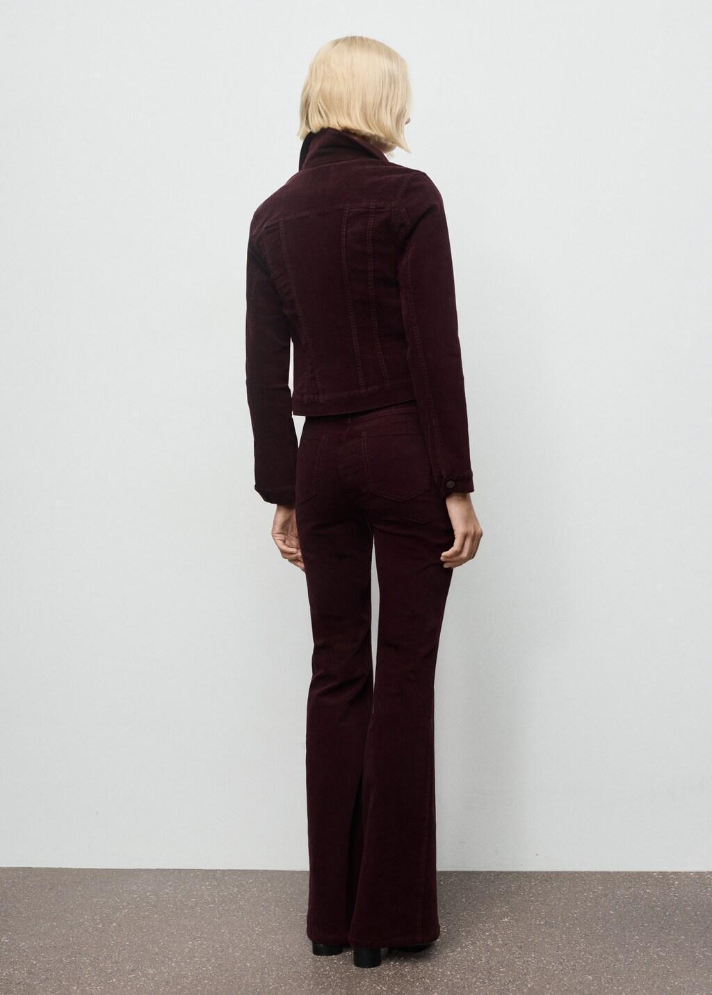 DARK RED Velvet flared jeans, 0201_77, large image number 2