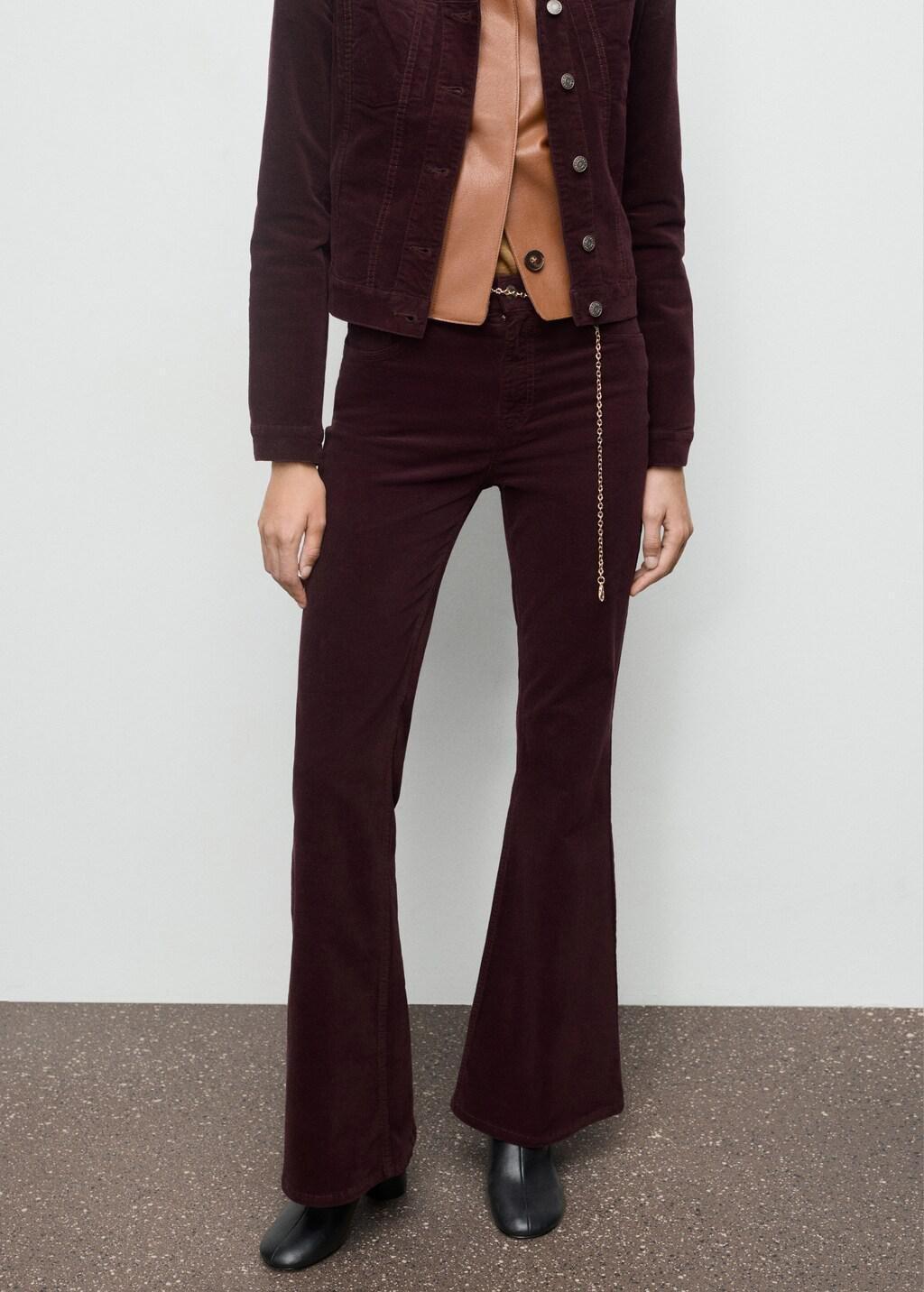 DARK RED Velvet flared jeans, 0201_77, large image number 3