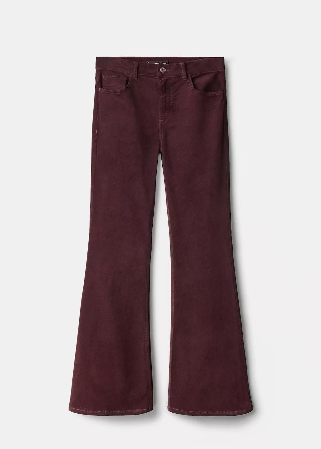 DARK RED Velvet flared jeans, 0201_77, large image number 6