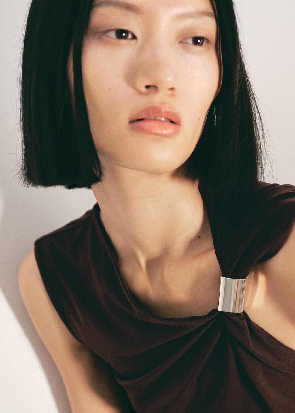 BROWN Top with asymmetrical neckline and metallic detail, 0201_30, large image number 4
