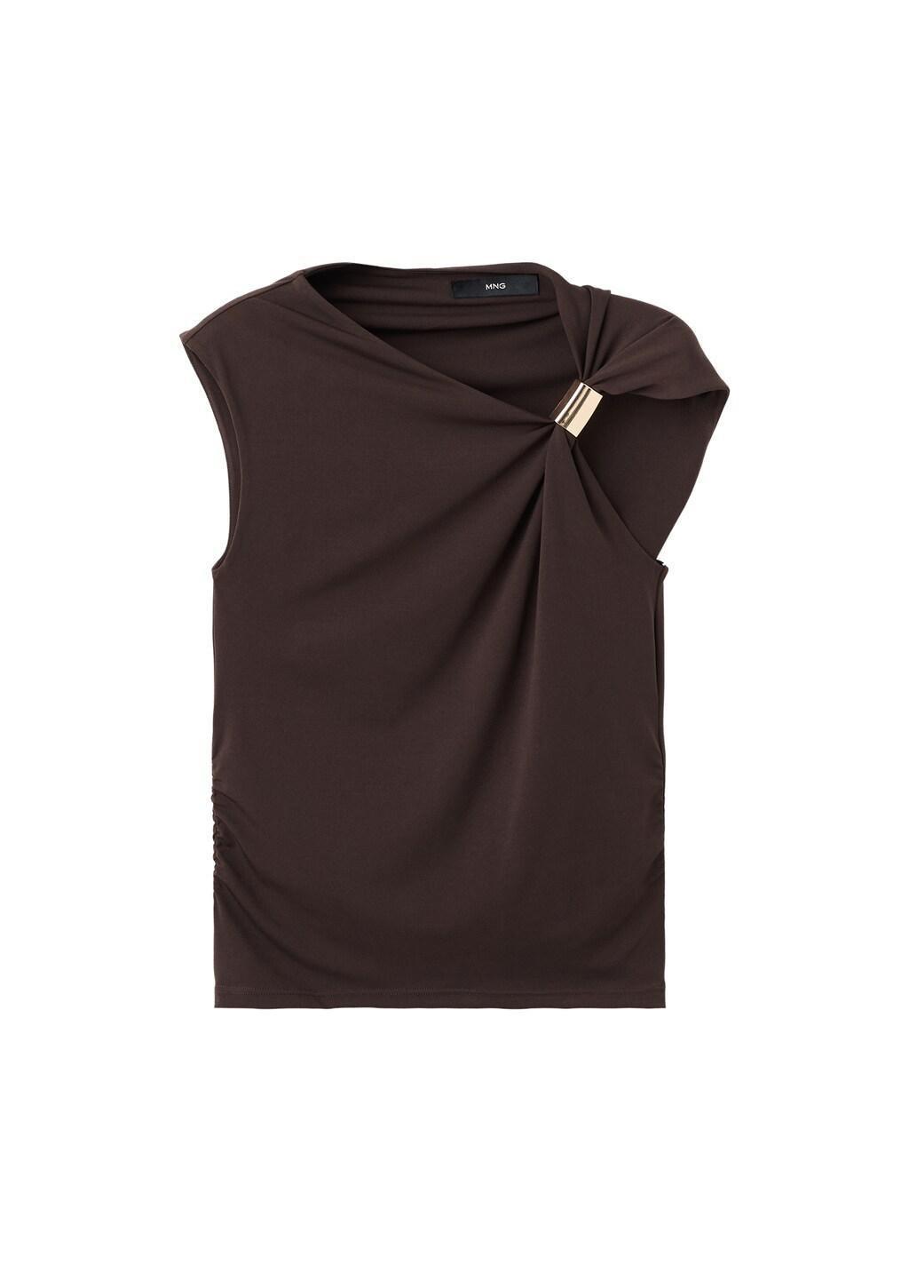 BROWN Top with asymmetrical neckline and metallic detail, 0201_30, large image number 6