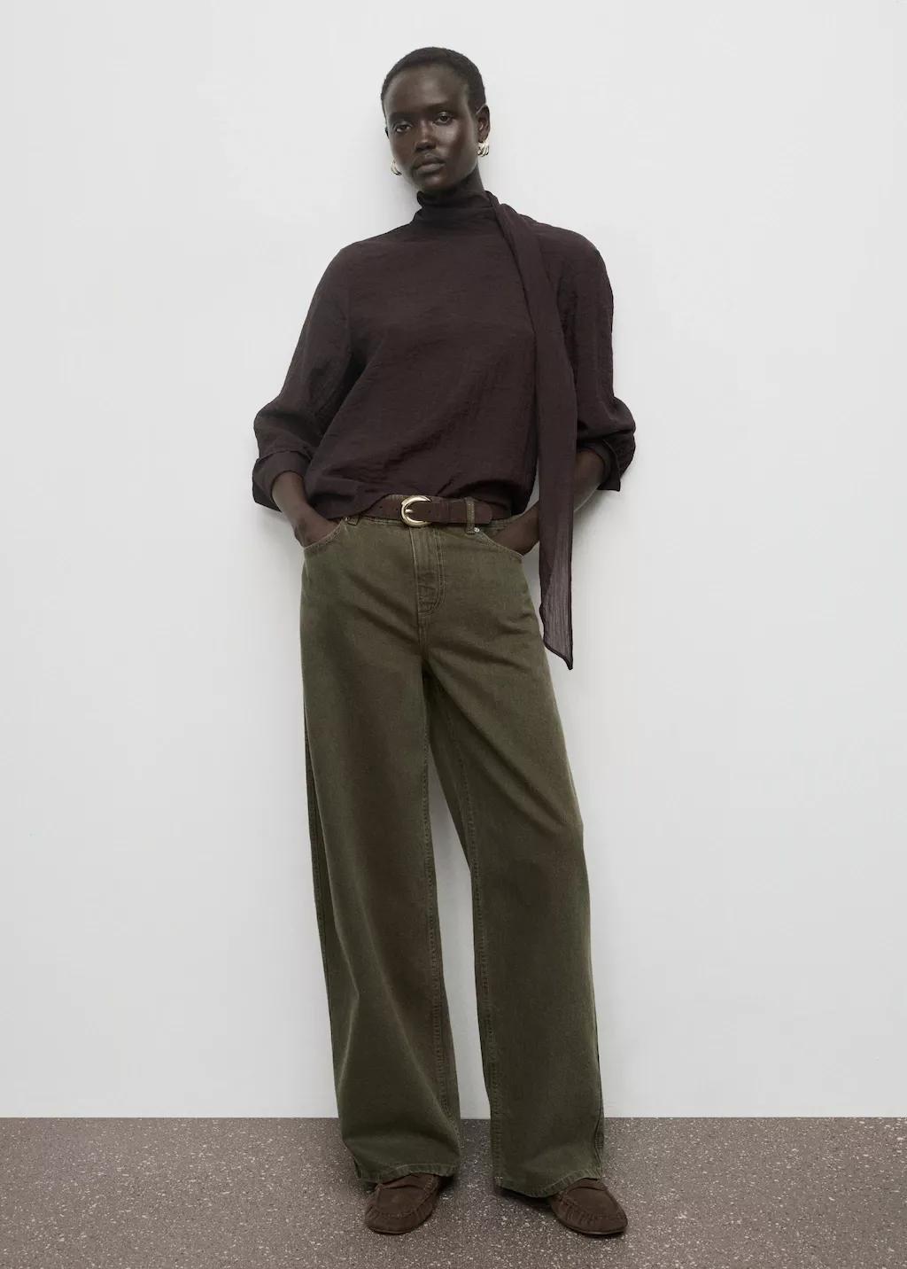 Khaki Low-Rise Barrel Jeans, Beige - Khaki, large image number 0