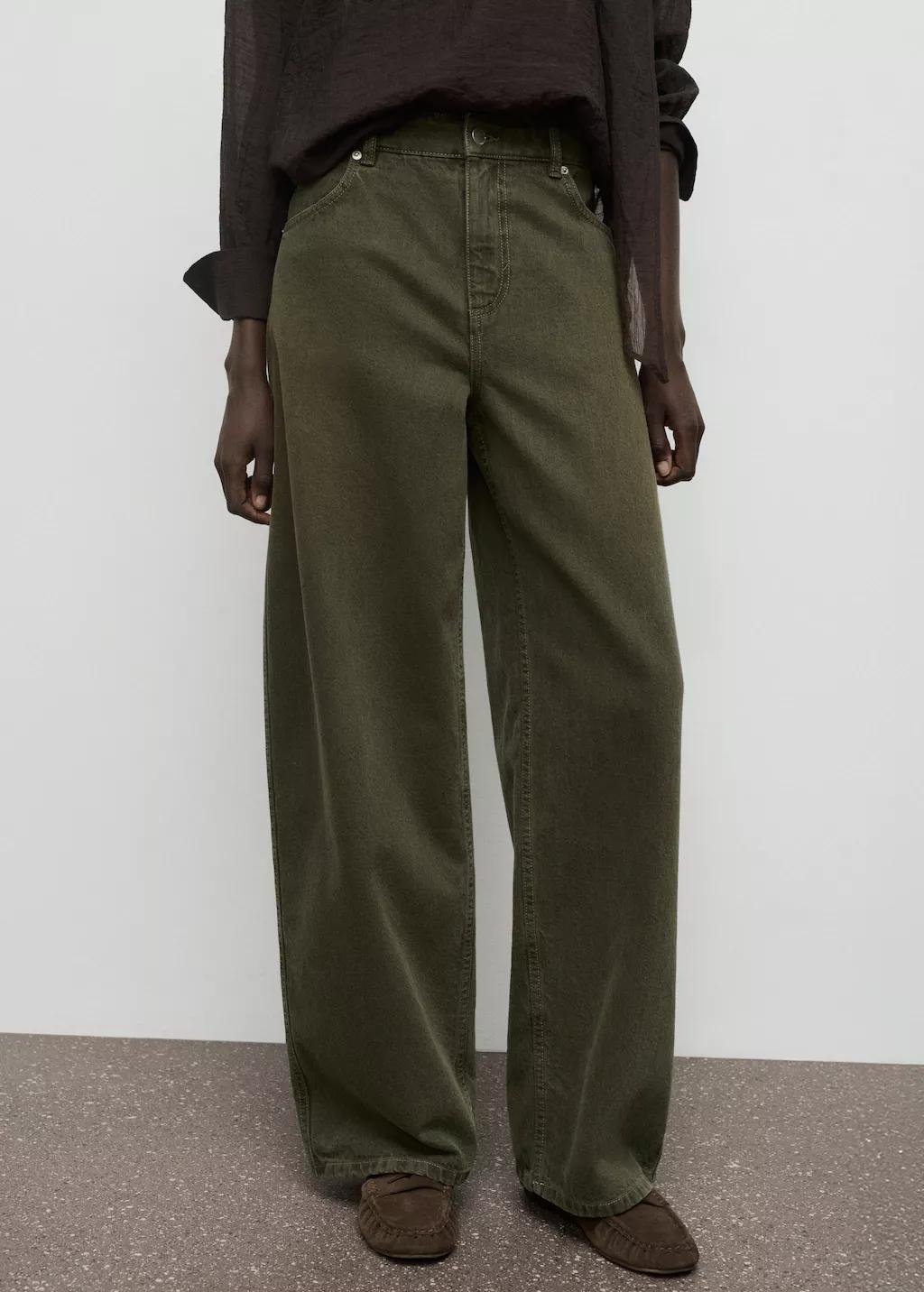 Khaki Low-Rise Barrel Jeans, Beige - Khaki, large image number 3