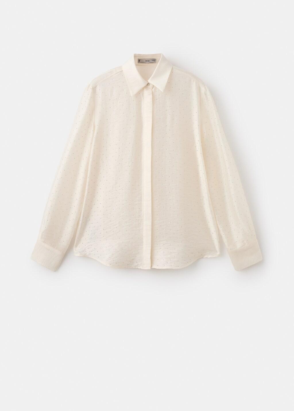 Beige Satin Shirt With Rhinestones, Light Beige, large image number 7