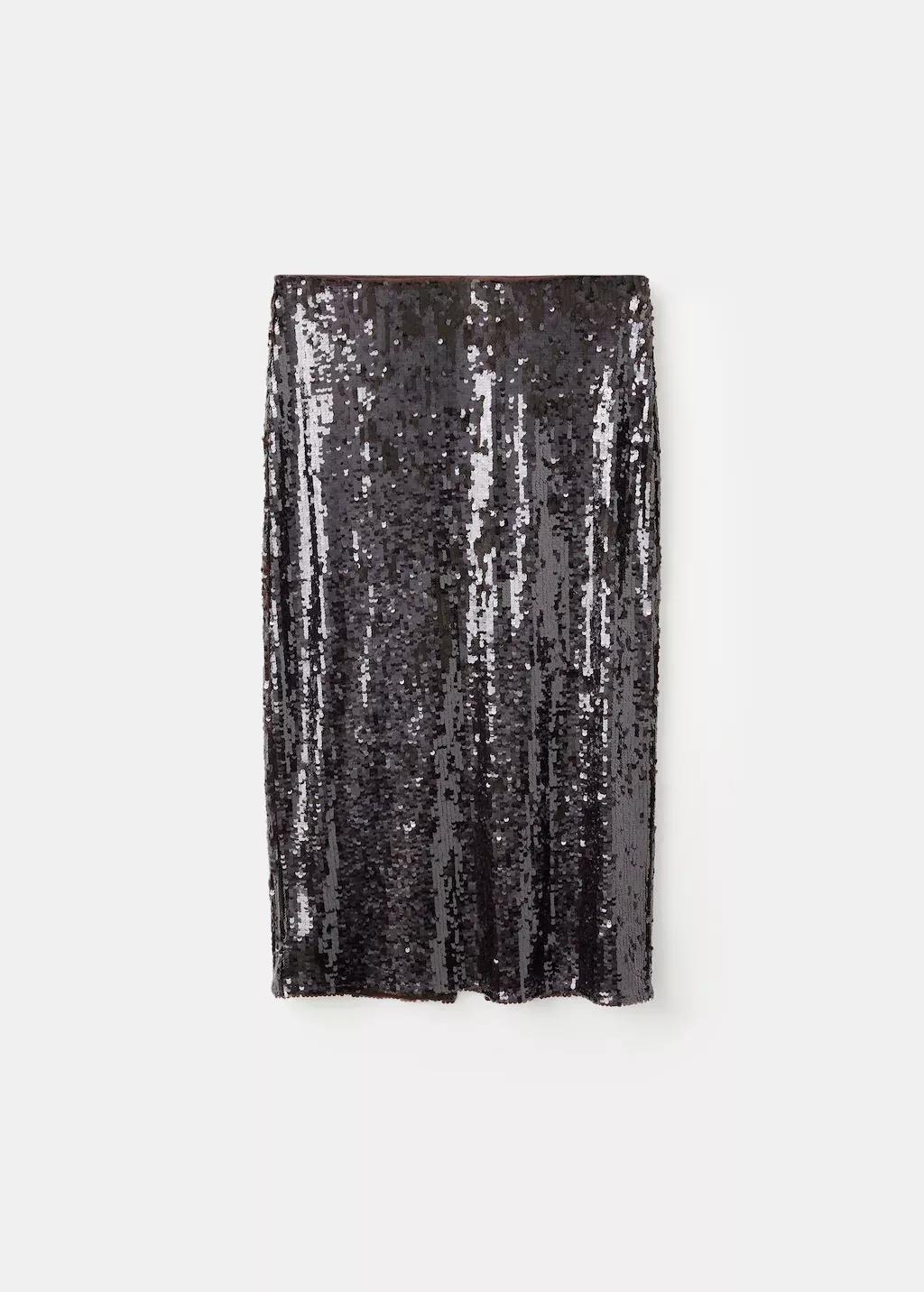 Brown Sequin Midi Skirt, 0201_30, large image number 6