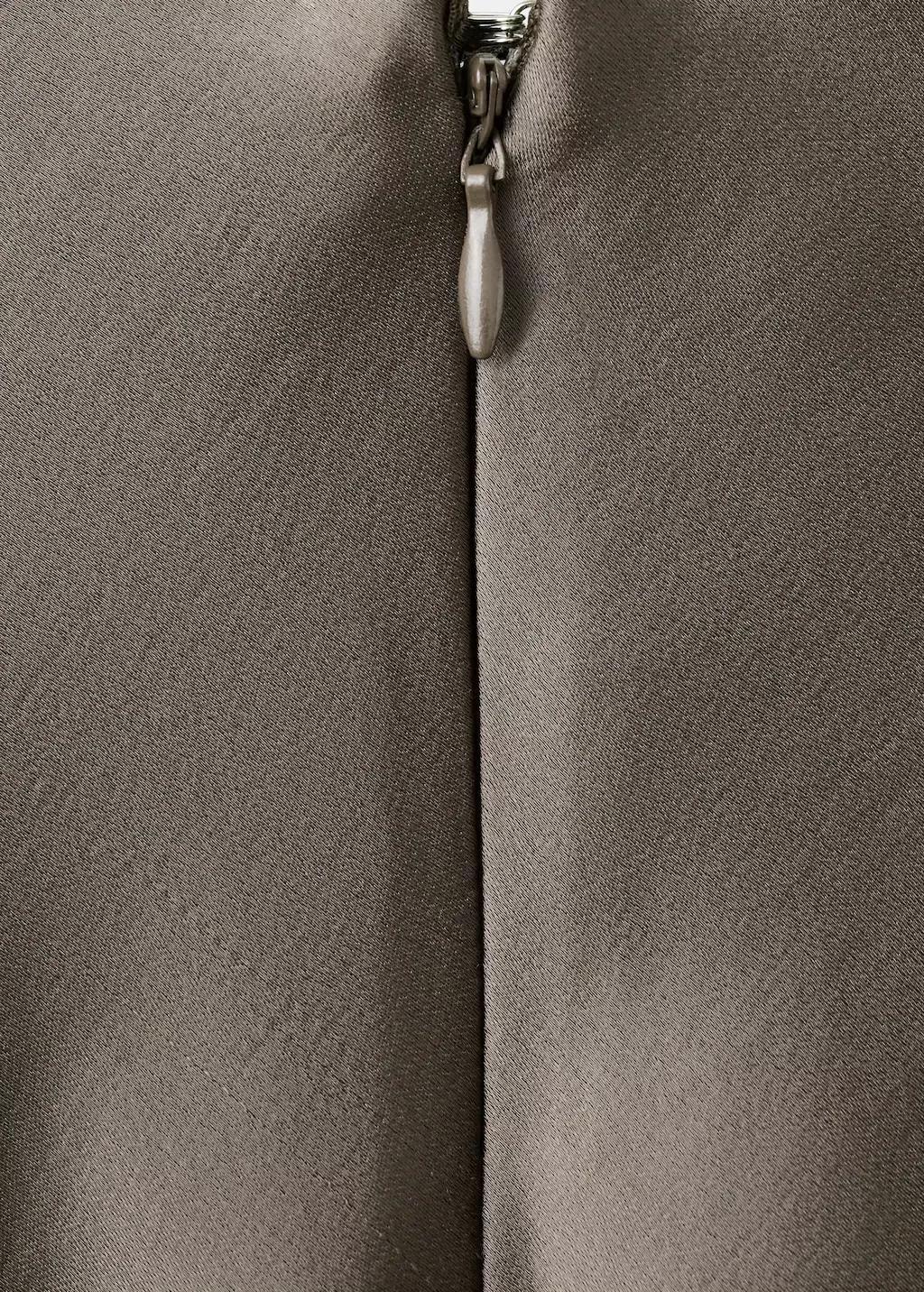 Grey V-Neck Satin Dress, Medium Grey, large image number 1