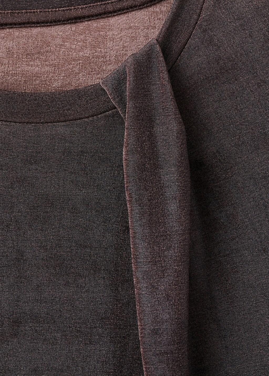 Brown Lurex T-Shirt With Gathered Detail, Brown, large image number 1