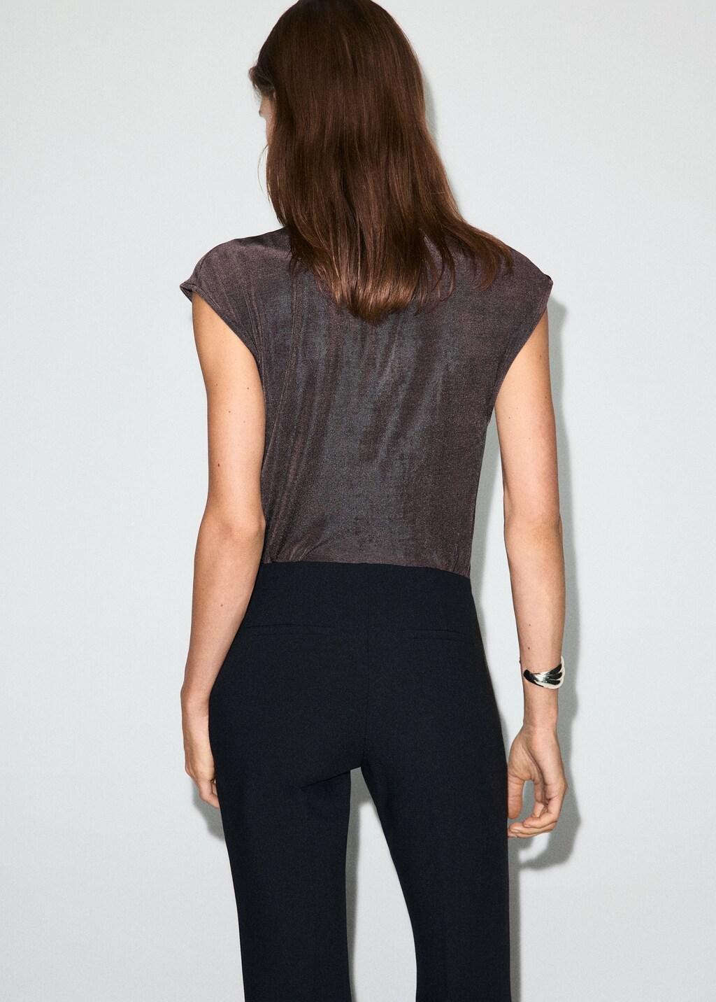 Brown Lurex T-Shirt With Gathered Detail, Brown, large image number 2